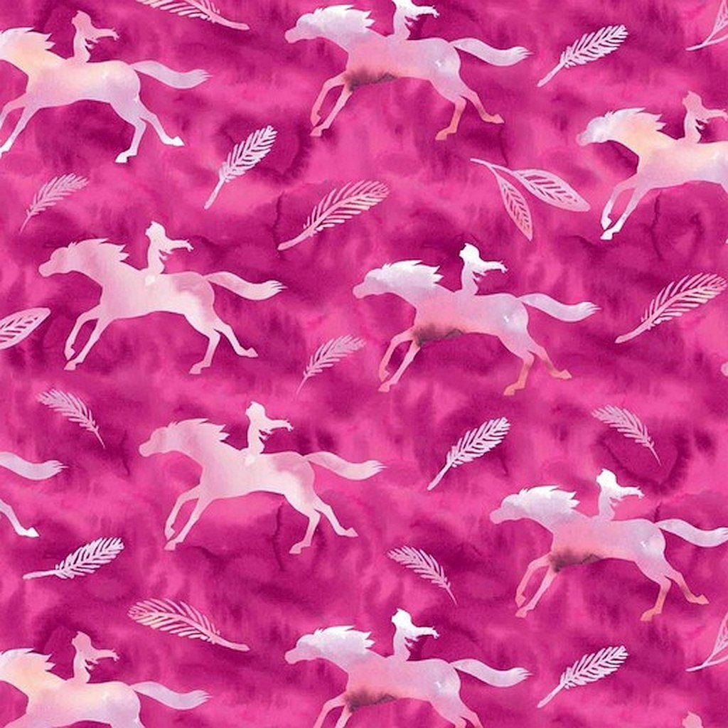larissastoffe Stoff »French Terry, Sweat Stoff Pferd Aquarell pink«,  Meterware, 50 cm x 150 cm online kaufen | OTTO