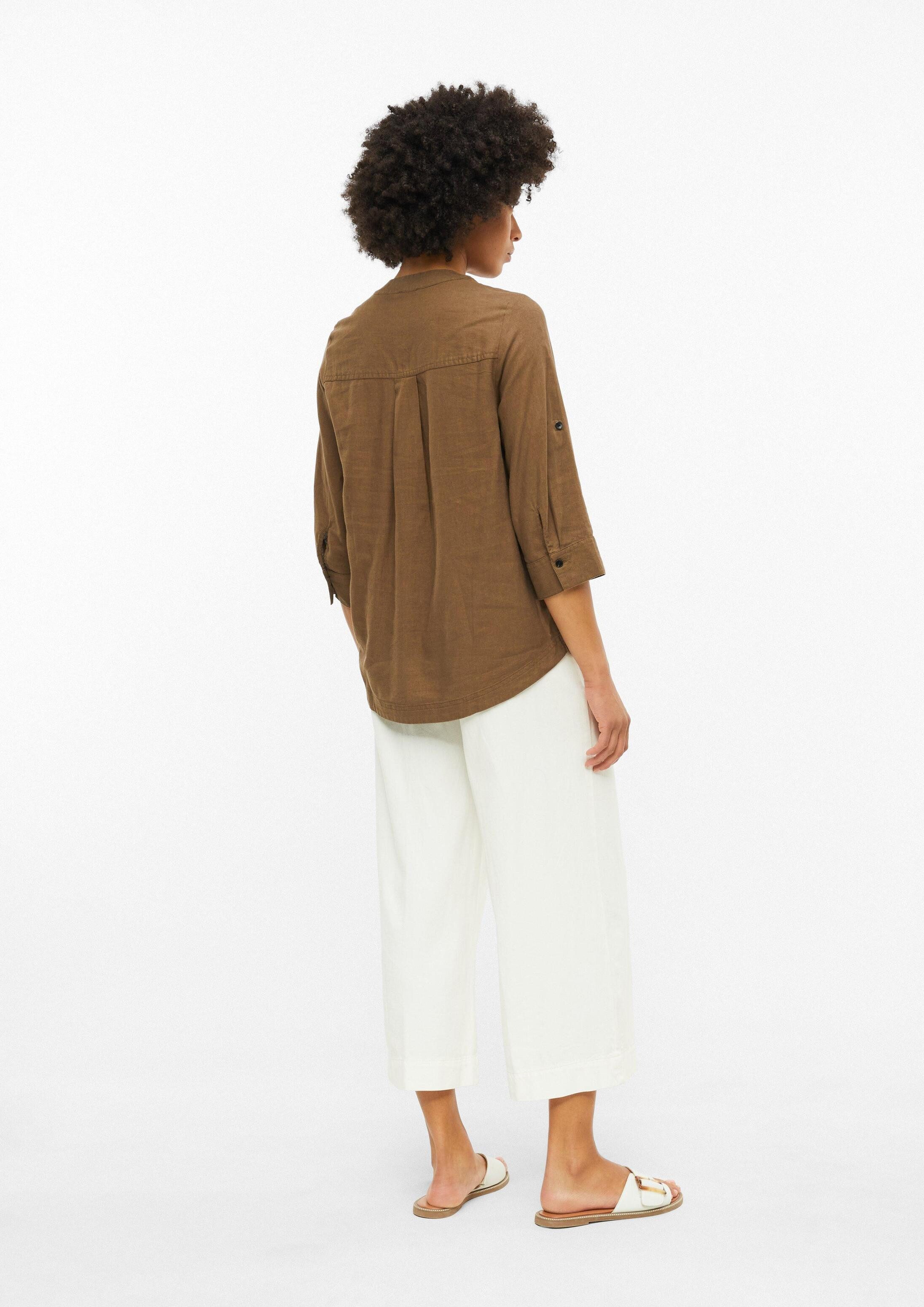 s.Oliver Kurzarmbluse Bluse Leinenmix-Bluse mit Turn-up