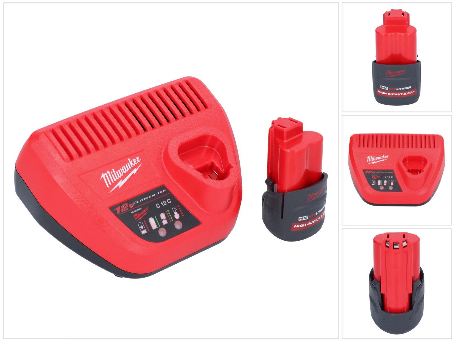 Milwaukee M12 HNRG-251 Akku Starter Set High Output 12 V + 1x HB2.5 Akku 2,5 Ah Akkupacks