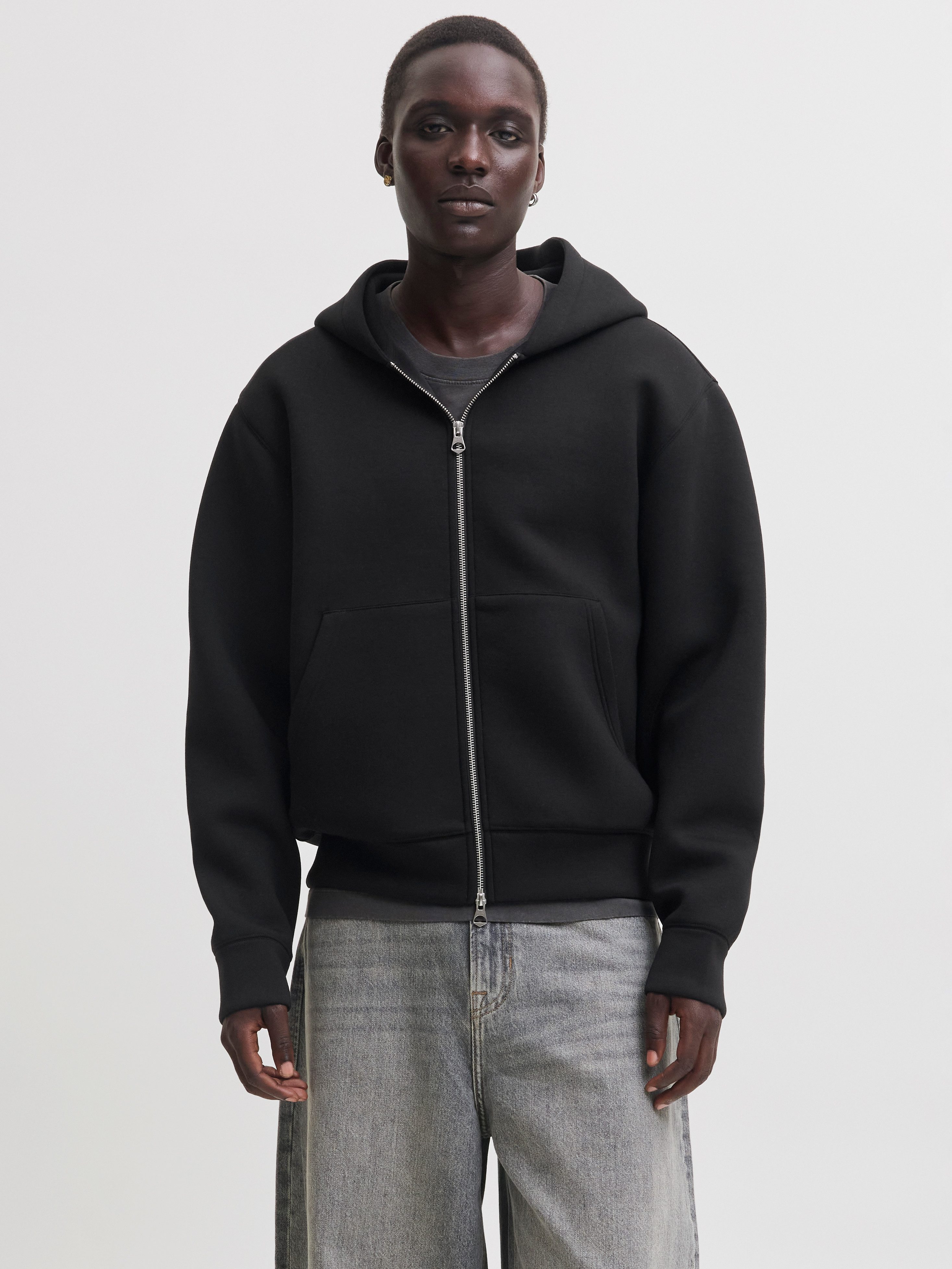 Jack & Jones Kapuzensweatjacke JCOLEGACY SWEAT SCUBA ZIP HOOD NOOS Materialmix, locker geschnitten