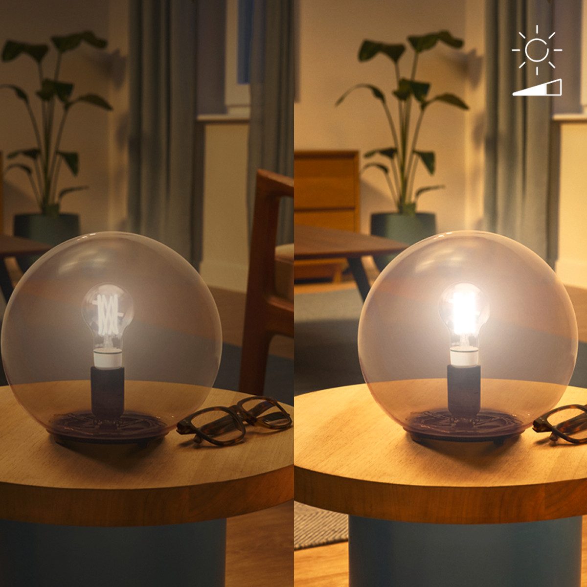 WiZ LED-Leuchtmittel White 60W E27 A60 Standard Filament clear Tunable, E27