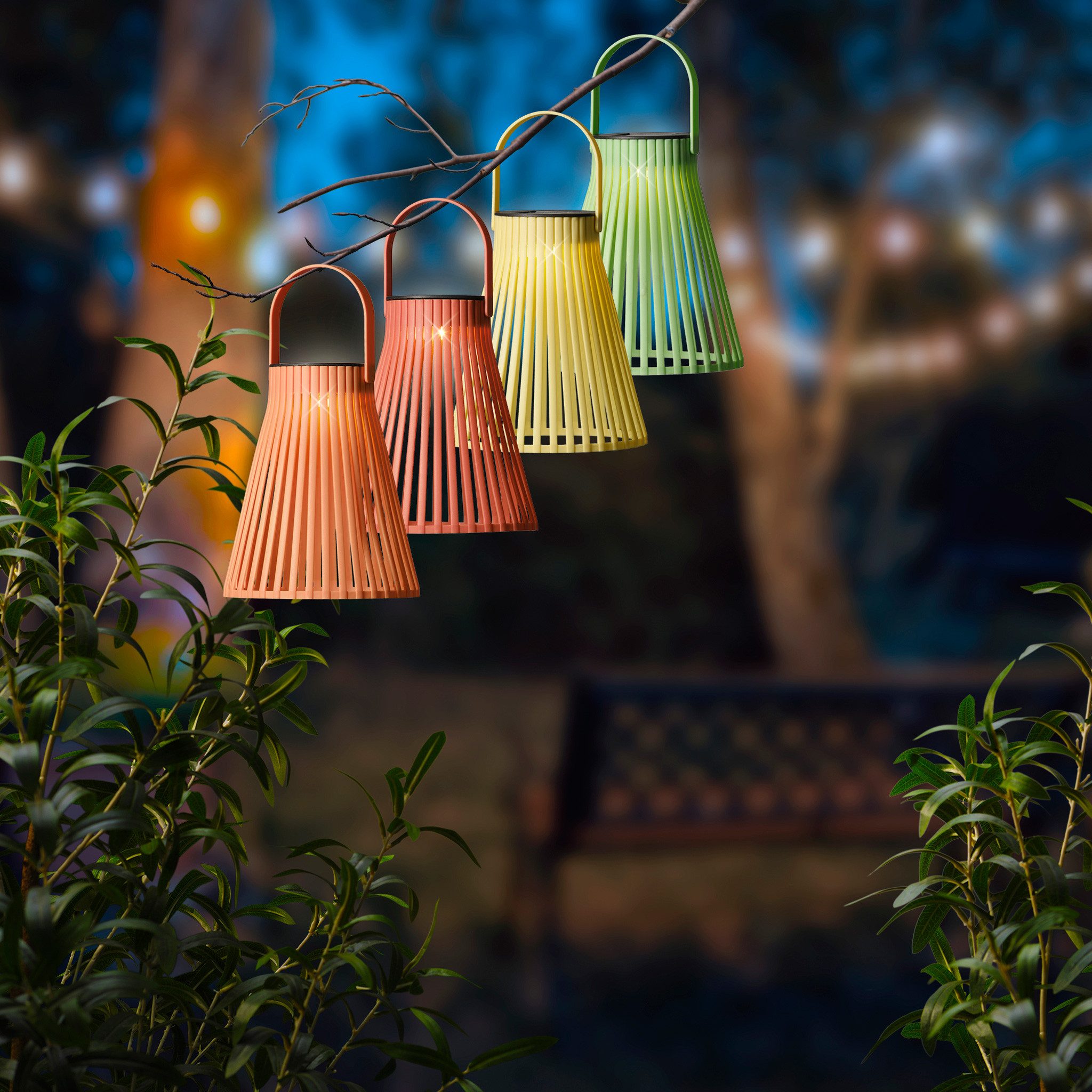 Lumineo LED Solarleuchte, Dauerlicht, warmweiß, Solar Gartenleuchte LED Laterne 14,5x18,5cm Warmweiß 4er Set