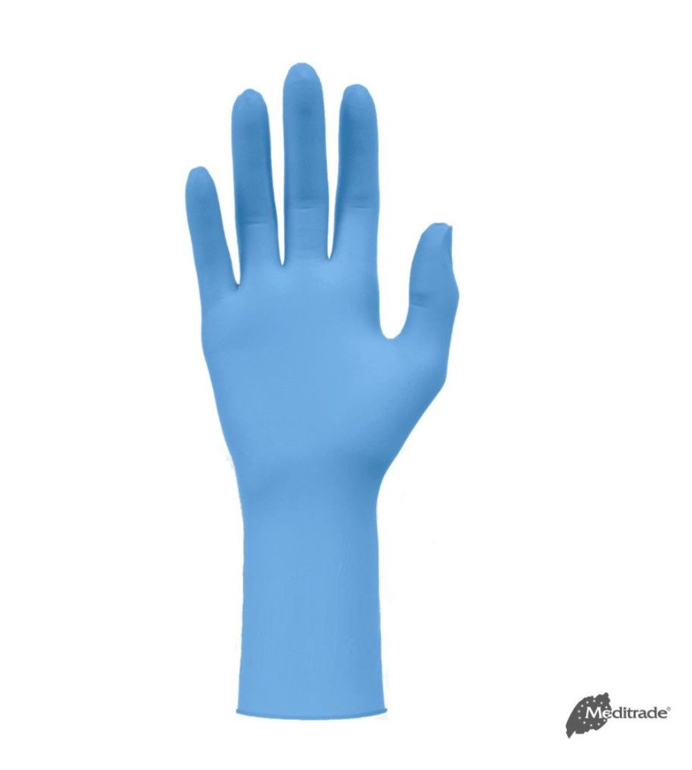 DocMed Nitril-Handschuhe Nitril 3000 Blue X-Long U.-Handschuhe PF, Gr. S/M/L/XL (Einweghandschuhe, 100-St., Universell einsetzbar, Hochelastisch und reißfest) Puder- und Latexfrei – ideal für Personen mit Allergie