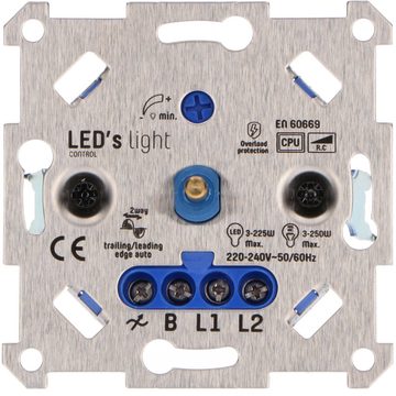 LED's light Drehdimmer 0190014 Universaldimmer, 3-250 W Markenkompatibel flache Bauform