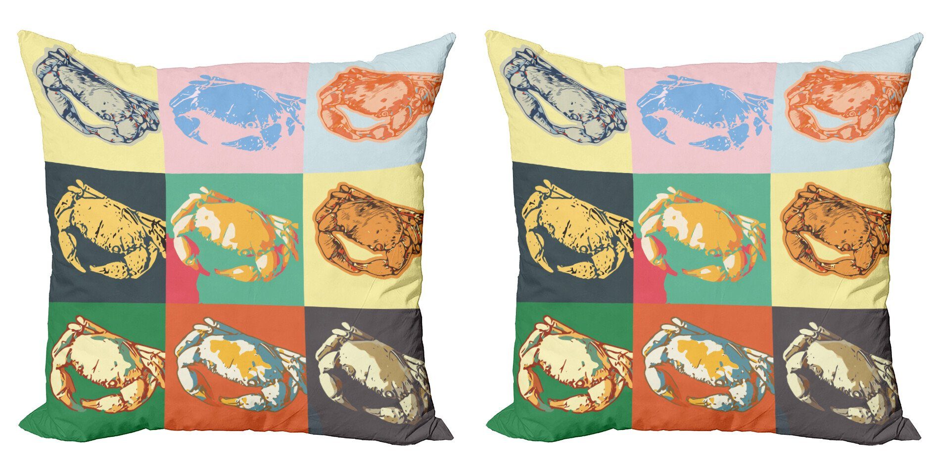 (2 Abakuhaus Digitaldruck, Doppelseitiger von Stück), Accent Kissenbezüge Pop-Art Modern Zusammensetzung Crabs