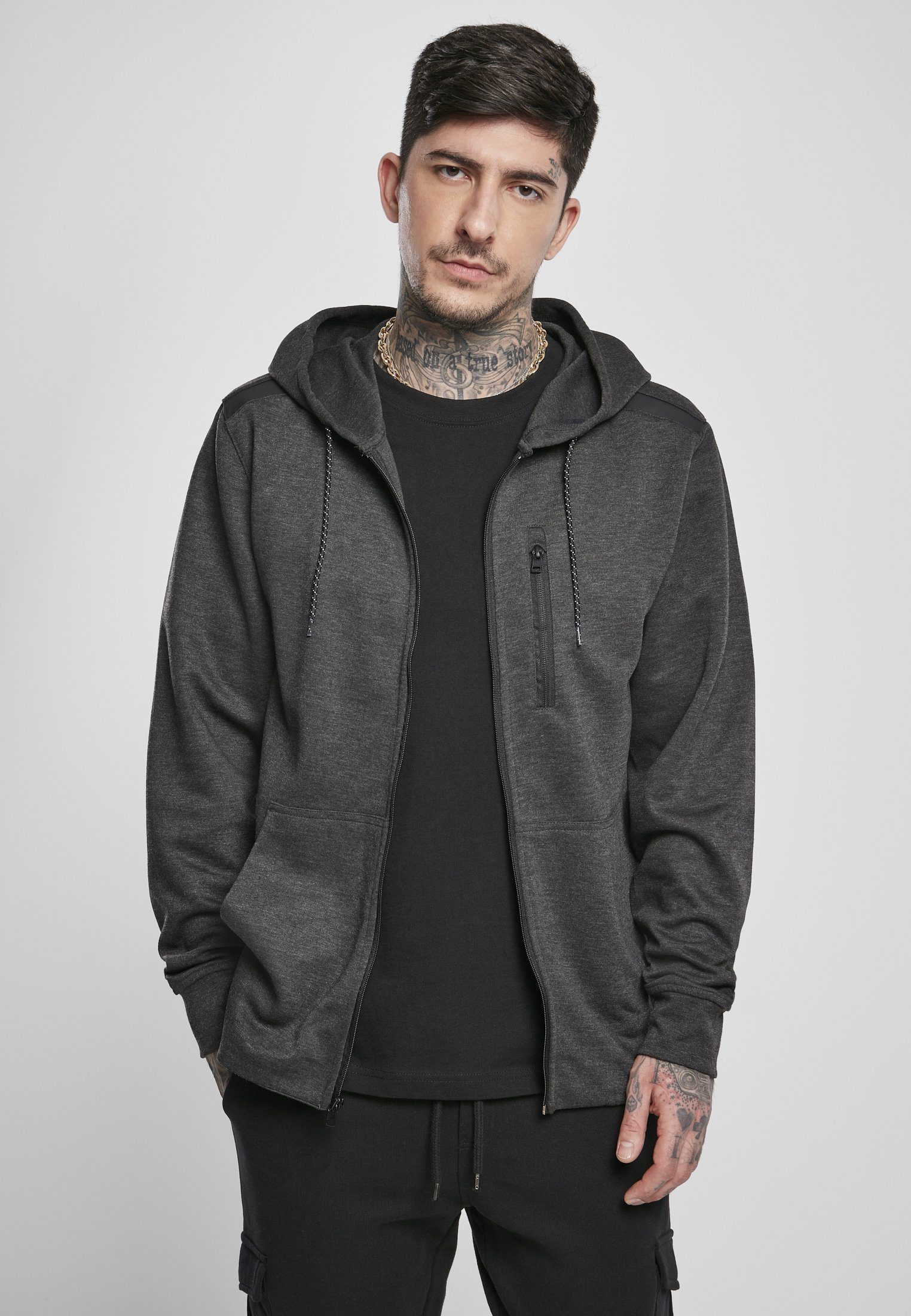 Southpole Sweatjacke Herren Taped Tech Fleece Full Zip Hoody (1-tlg) h.charcoal