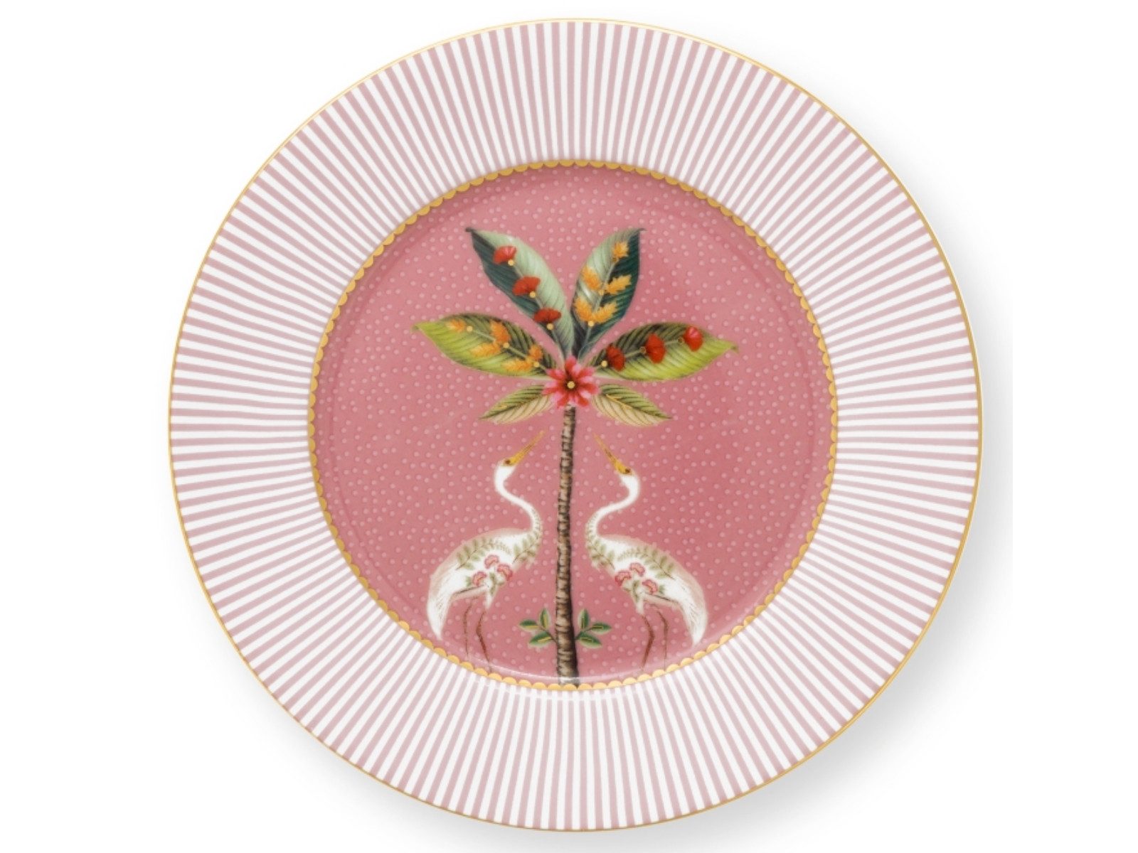 PiP Studio Brotteller La Majorelle Brotteller pink mit Palme 17 cm, Plate La Majorelle Pink 17cm