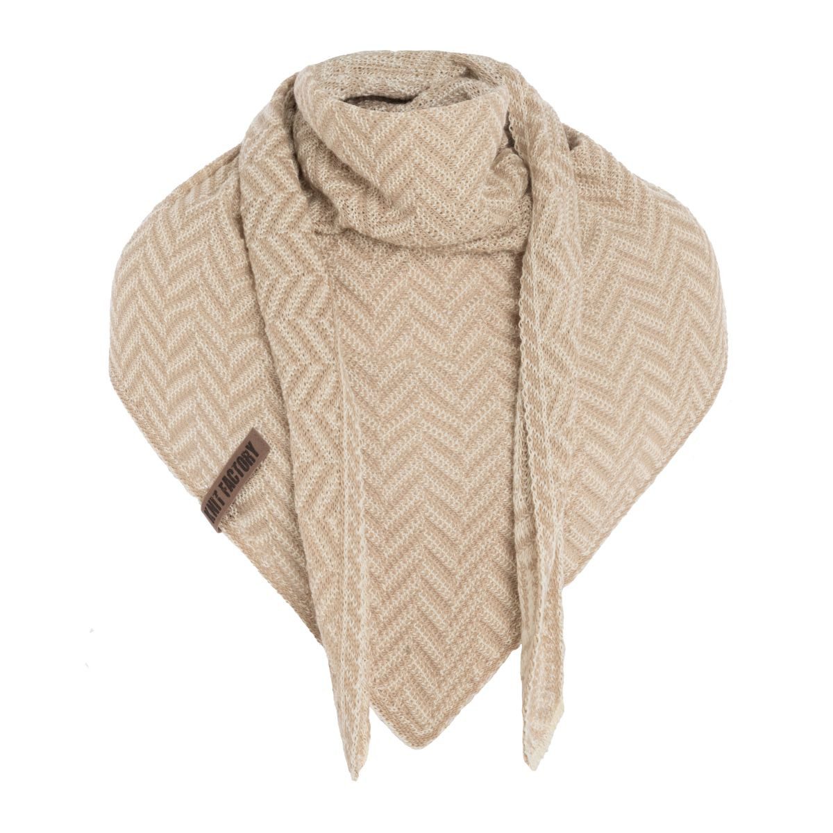 Strickschal Vera Dreiecksschal Ecru/Dark Beige