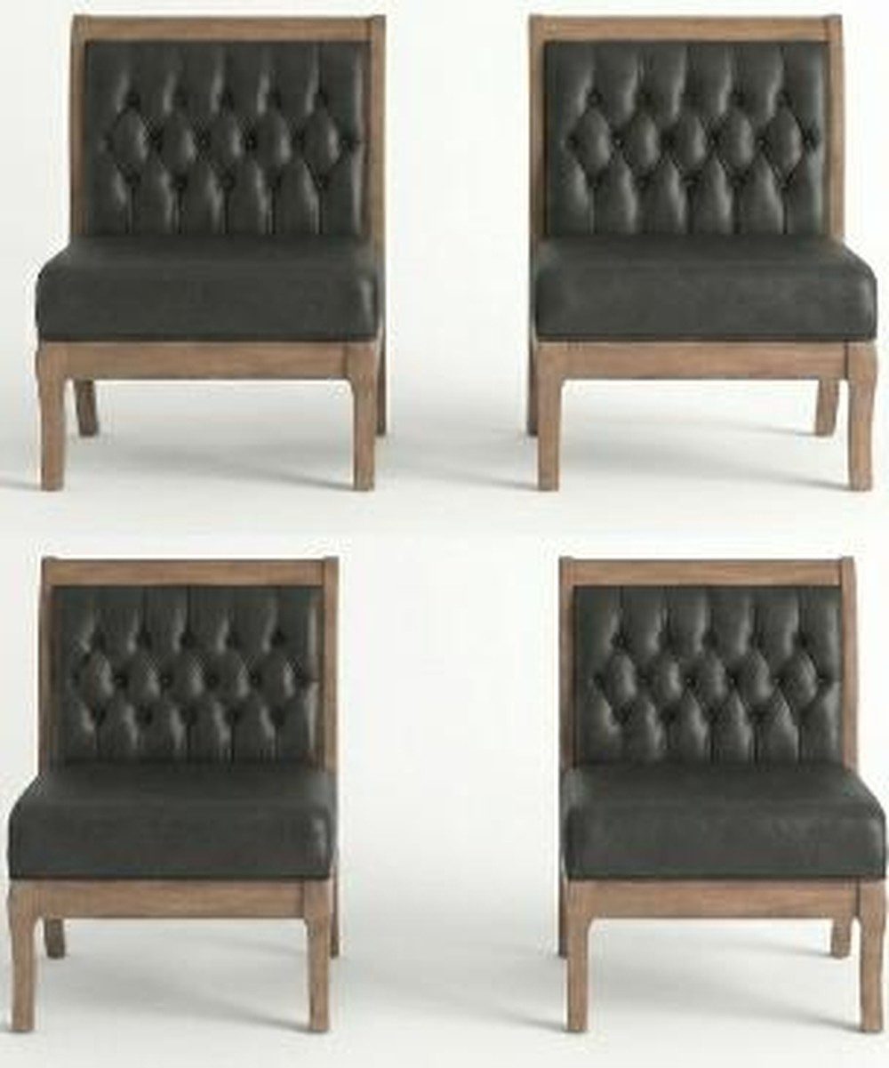 Xlmoebel Sitzgruppe Klassische Chesterfield Stühle aus Leder mit Holzgestell, Made in Europa