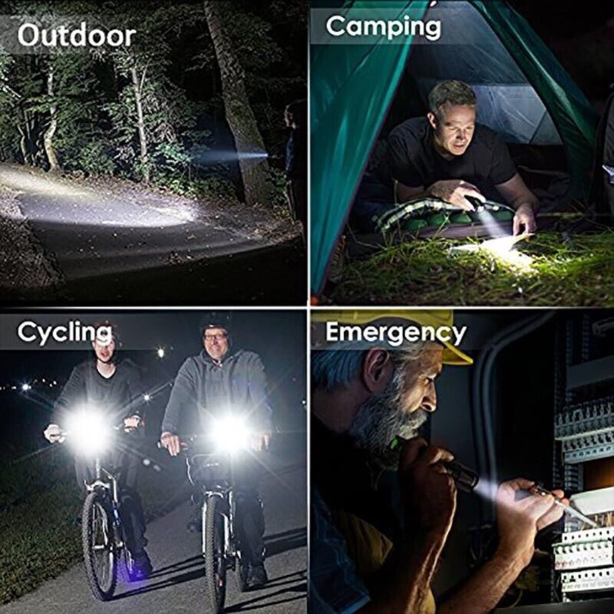 Qivee LED Taschenlampe Q-8668 (Packung, 4-St., 1x Taschenlampe, 1x USB-Ladekabel, 2x Akkus, Akkuladegerät), Wiederaufladbar