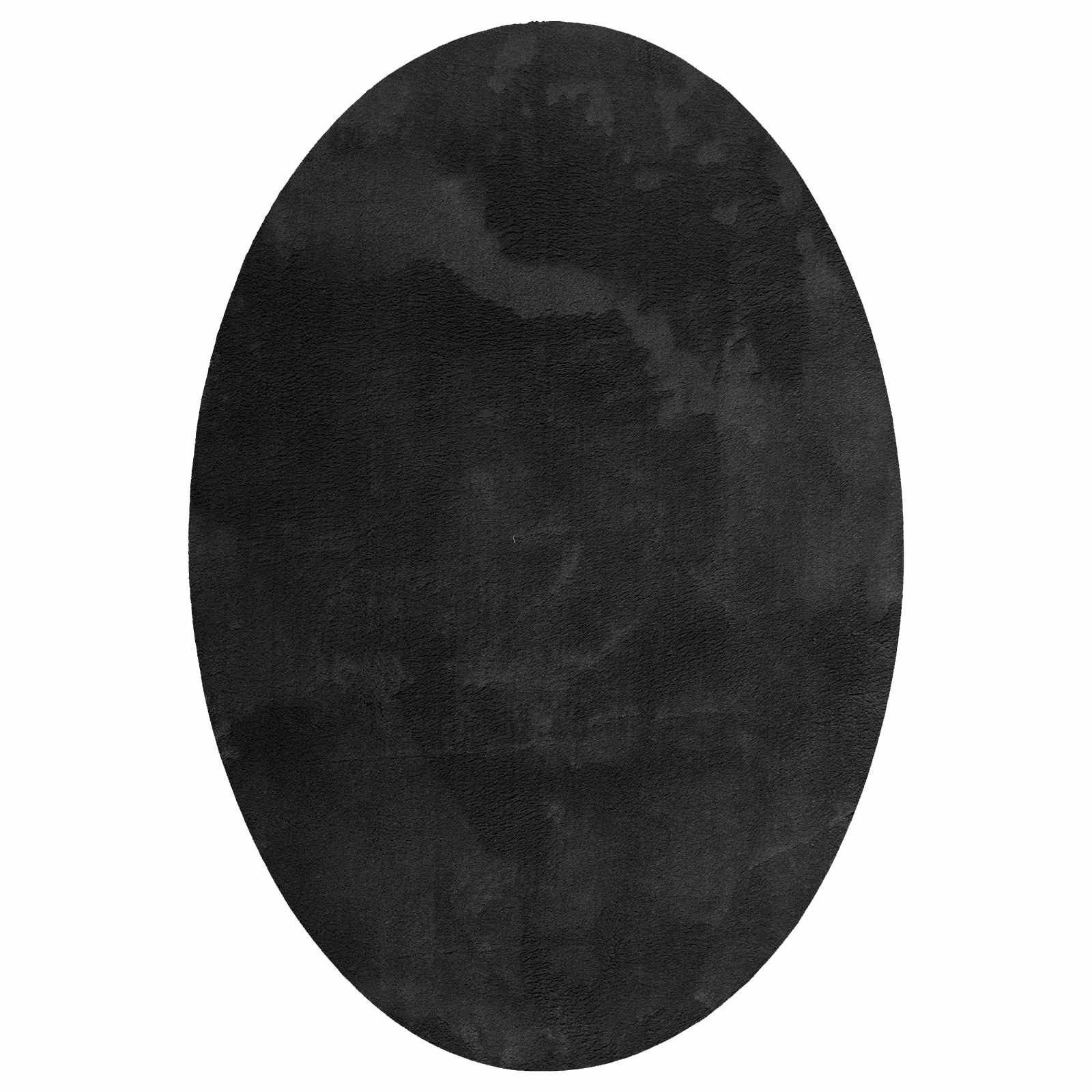 vidaXL Teppich Bereichsteppiche Oval HUARTE Schwarz 120 x 170 cm, Oval