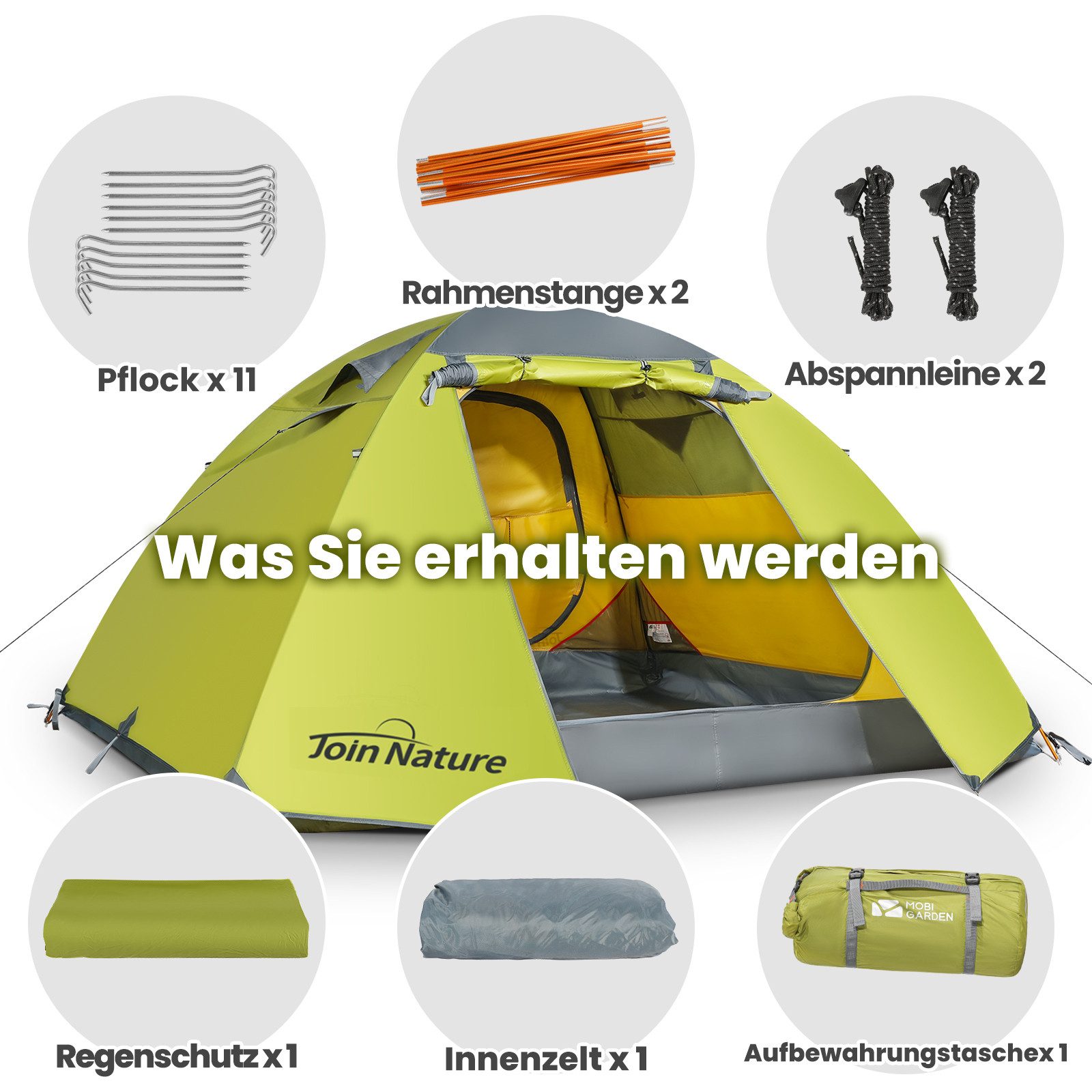 Join Nature Kuppelzelt Camping Zelt Familienzelt Doppellagiges Kuppelzelt Ultraleicht Zelt, Personen: 4 (packung)