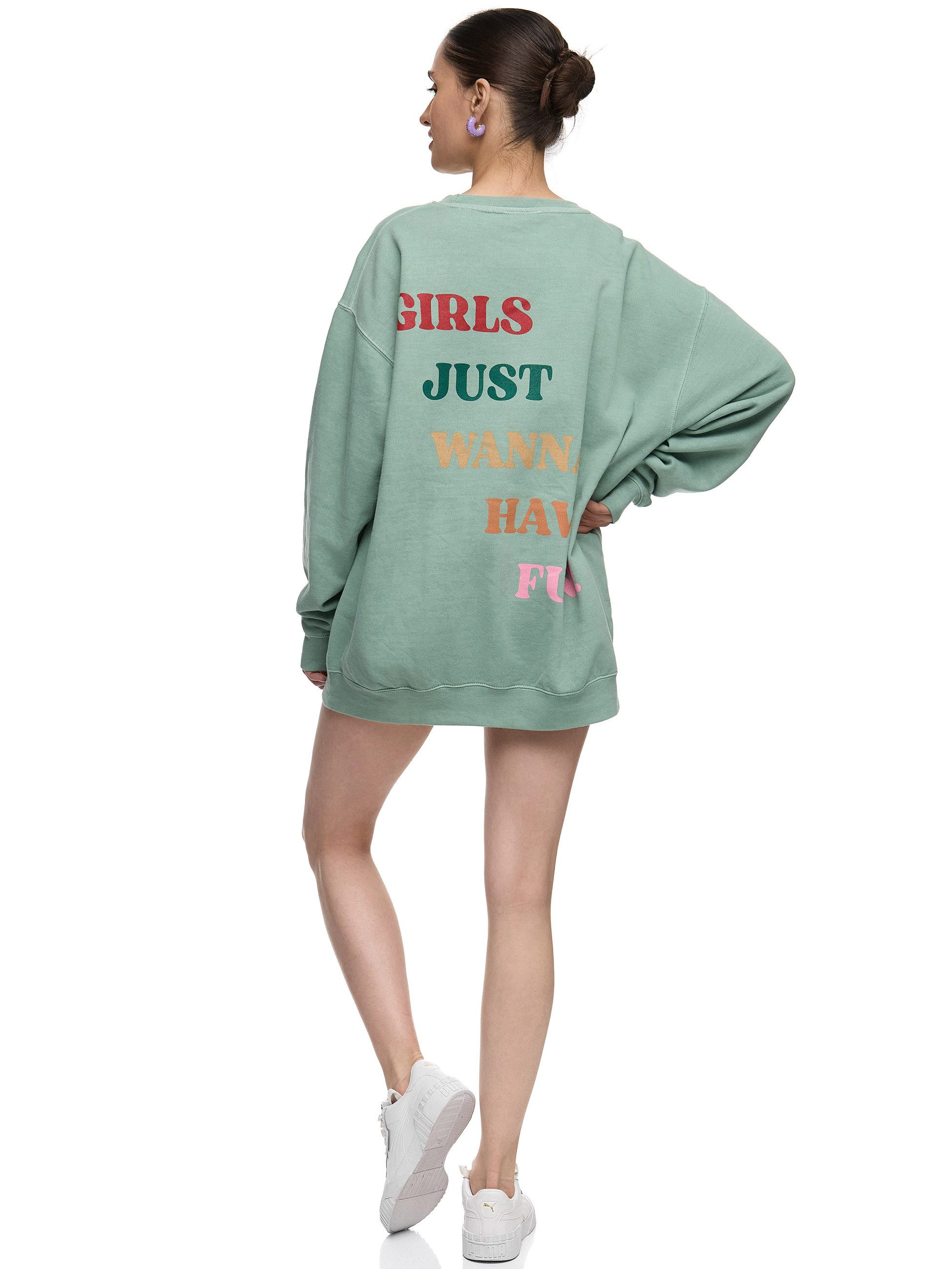 Worldclassca Sweatshirt Worldclassca Oversized Sweatshirt GIRLS FUN Print Langarm Pullover PRINT - GIRLS JUST WANN HAVE FUN