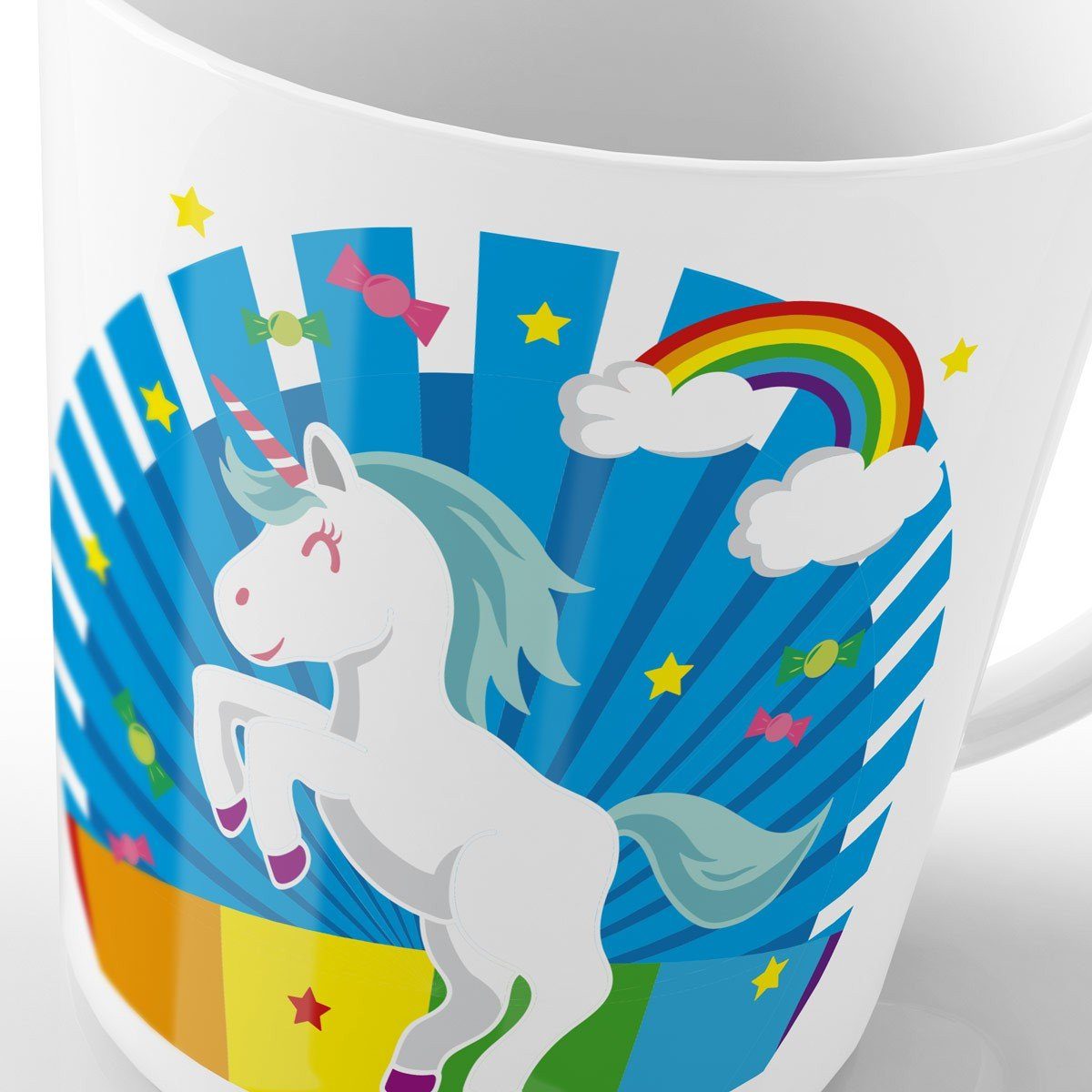 Tasse, Regenbogen style3 Kaffeebecher Einhorn glitzer Candy Tasse Keramik, Unicorn
