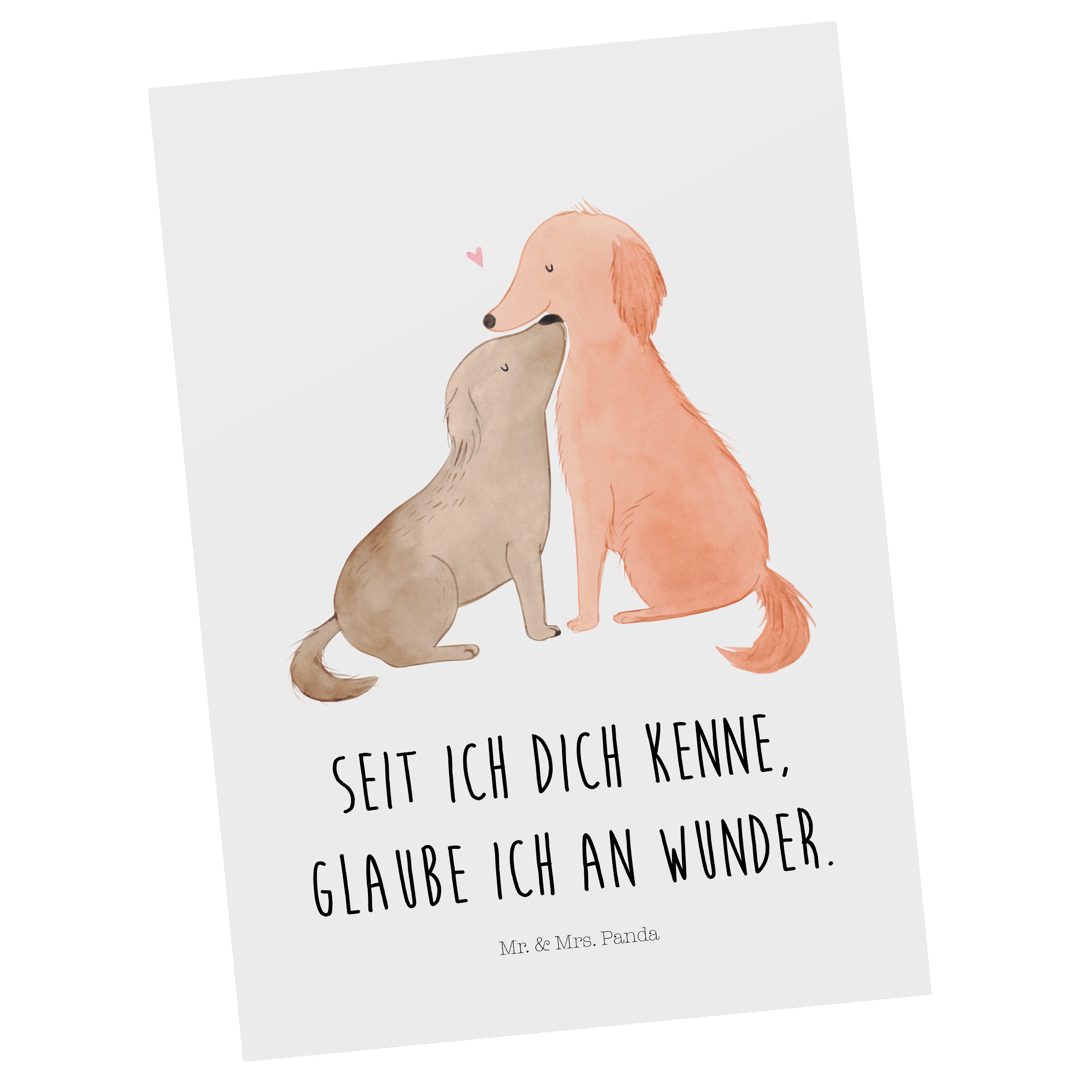 Mr. & Mrs. Panda Postkarte Hunde Liebe - Weiß - Geschenk, Sprüche, Vertrauen,  Grußkarte, Einladu