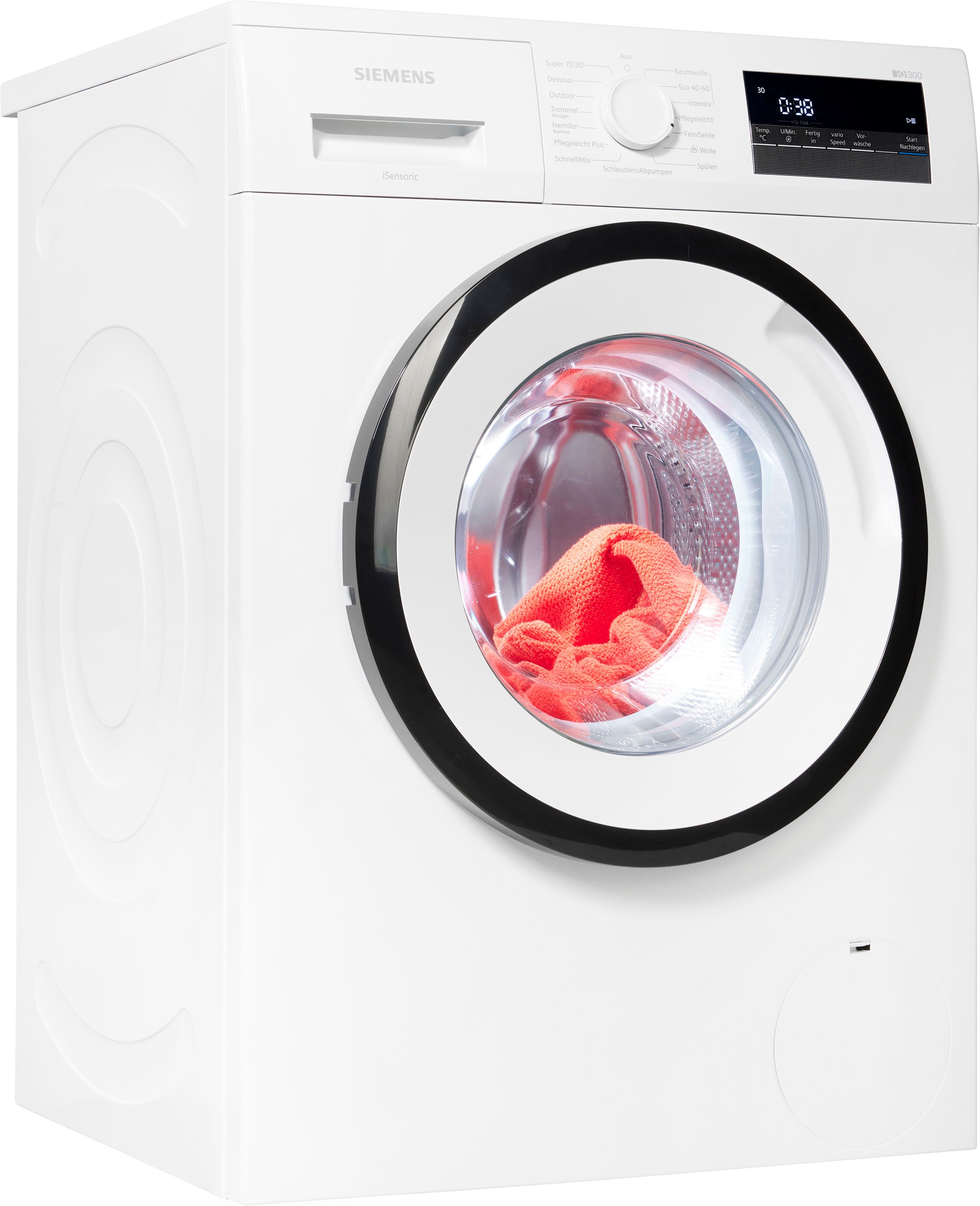 SIEMENS Waschmaschine WM14N128, 8 kg, 1400 U/min, speedPack L, LED-Display,  simpleTouch,Outdoor-Programm, iQdrive