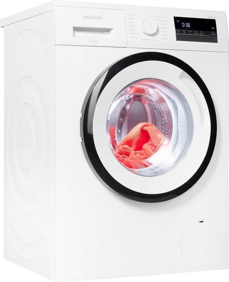 SIEMENS Waschmaschine WM14N128, 8 kg, 1400 U/min, Speedpack L - Zuwählbare  Option welche die Waschzeit um bis zu 65% verkürzt