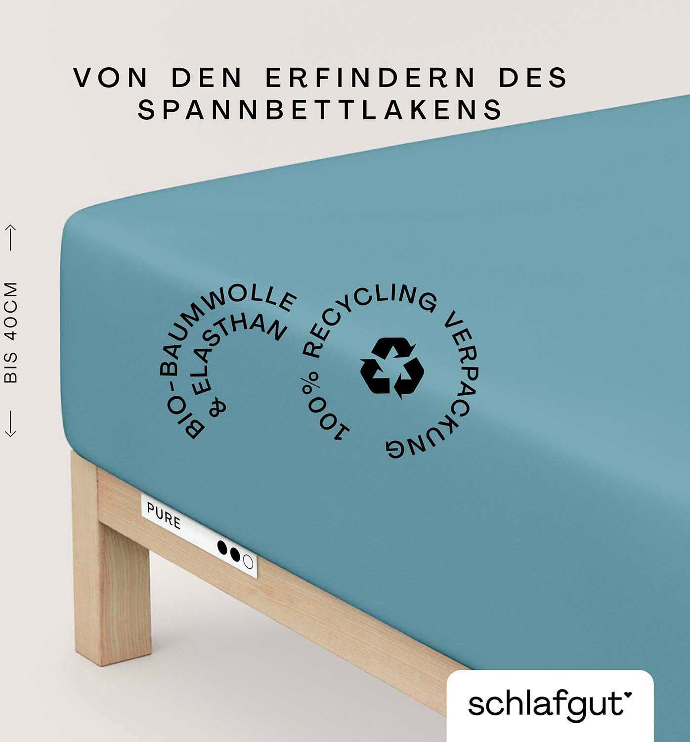 Schlafgut Spannbettlaken PURE BOXSPRING Bio-Baumwolle mit Elasthan, 170 g/m², Bettlaken, Jersey-Elasthan, Gummizug: rundum, (1 Stück), PREMIUM Boxspringbett Laken bis 40 cm Höhe, dehnbar blickdicht, straff