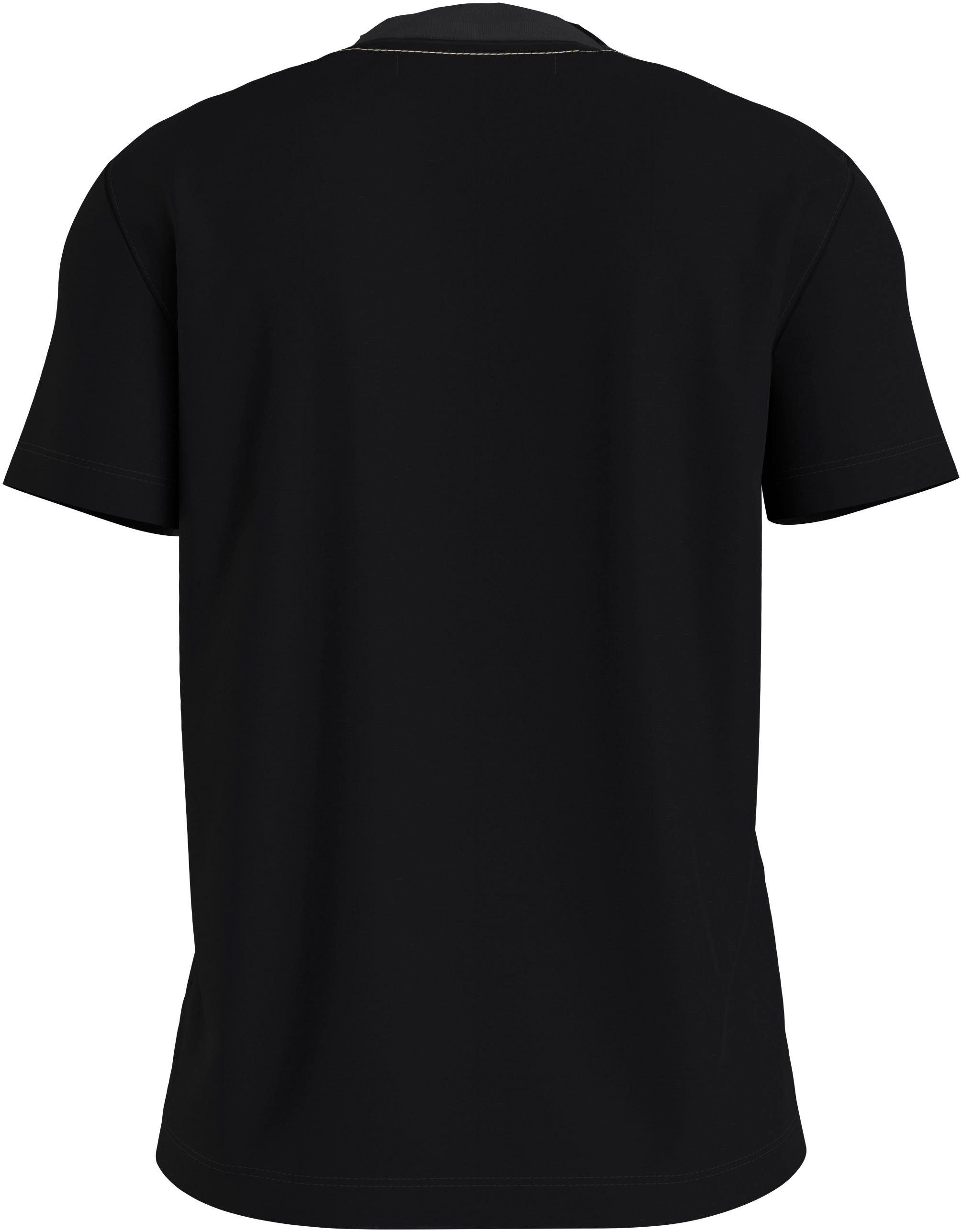 T-Shirt NECKLINE Black Jeans Klein TEE Calvin EMBROIDERED Ck