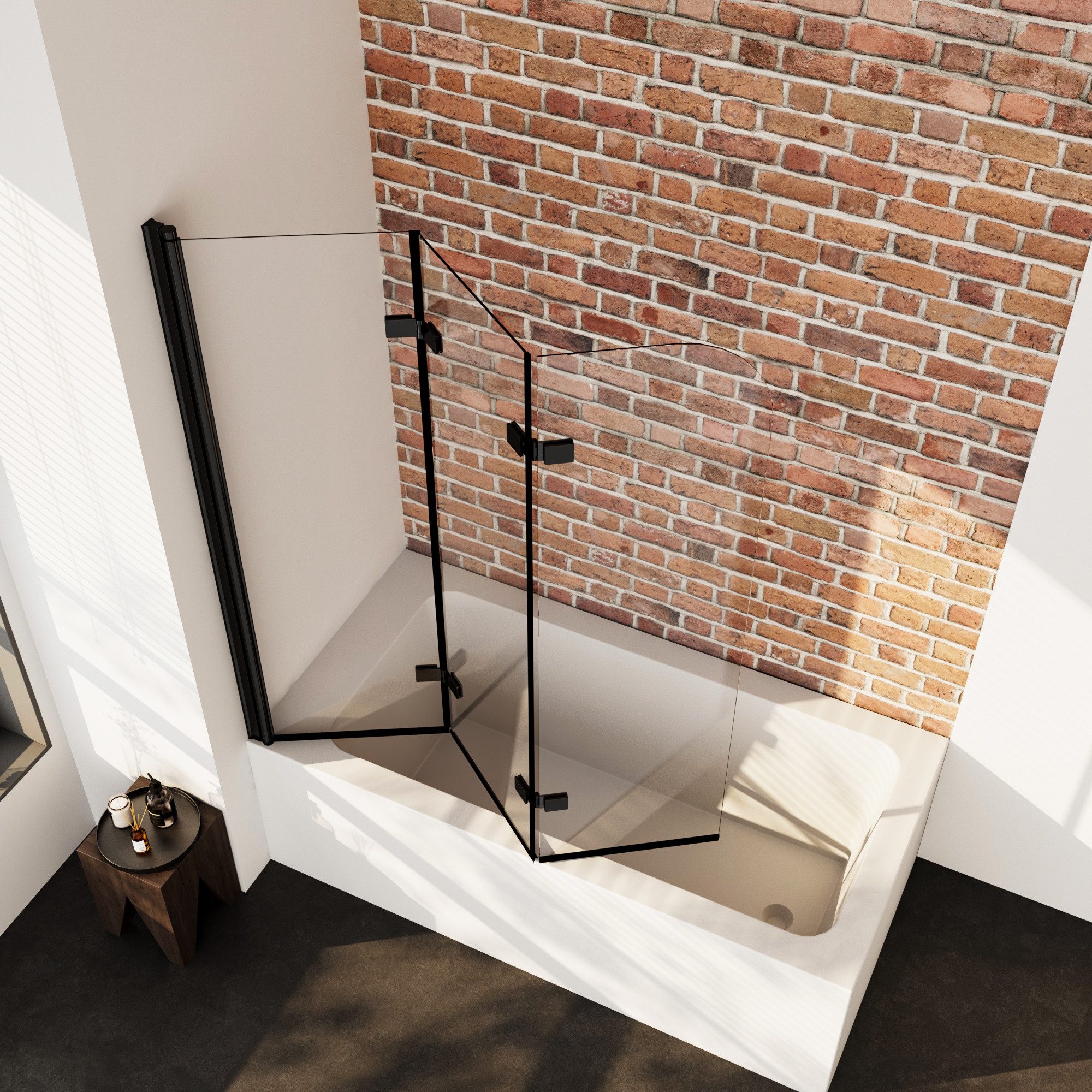 Boromal Duschwand Badewannenaufsatz Duschwand Duschabtrennung 3-teilig faltbar mit NANO, 6mm Einscheibensicherheitsglas, 6mm beidseitig NANO