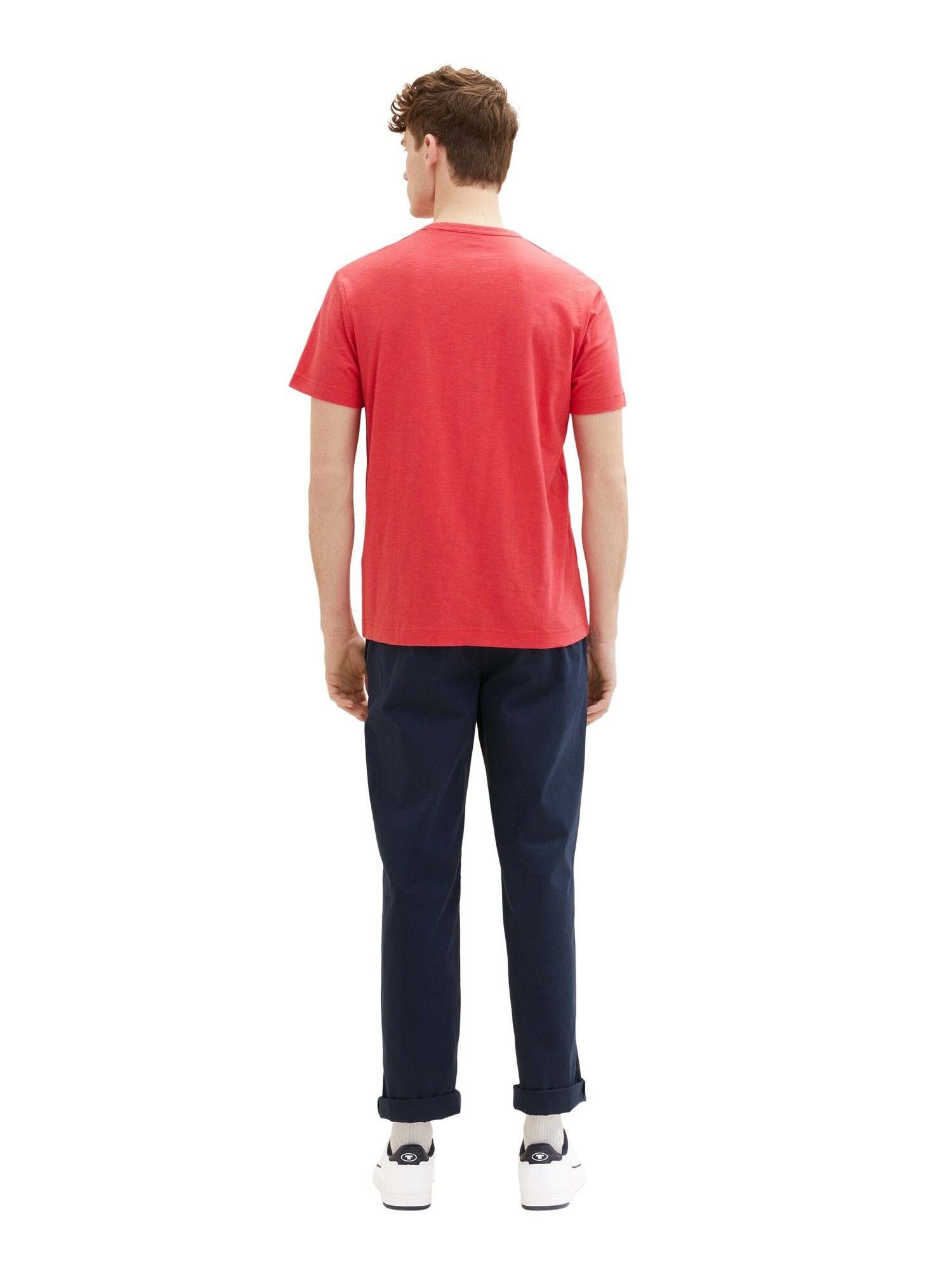TOM TAILOR T-Shirt T-Shirt Tom Frontprint (1-tlg) Kurzarmshirt Tailor mit rot