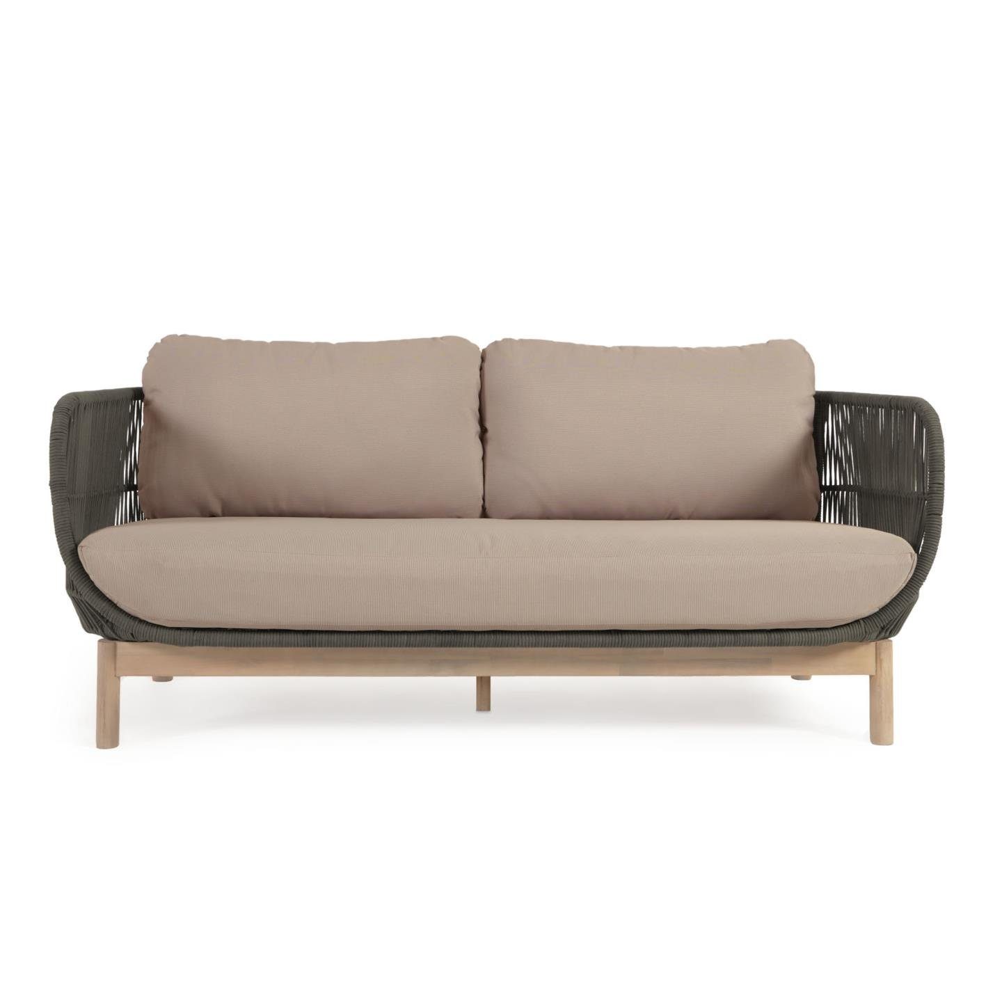 Natur24 Sofa 3-Sitzer Sofa Catalina aus grünem Seil und Akazie Sitzgarnitur Couch