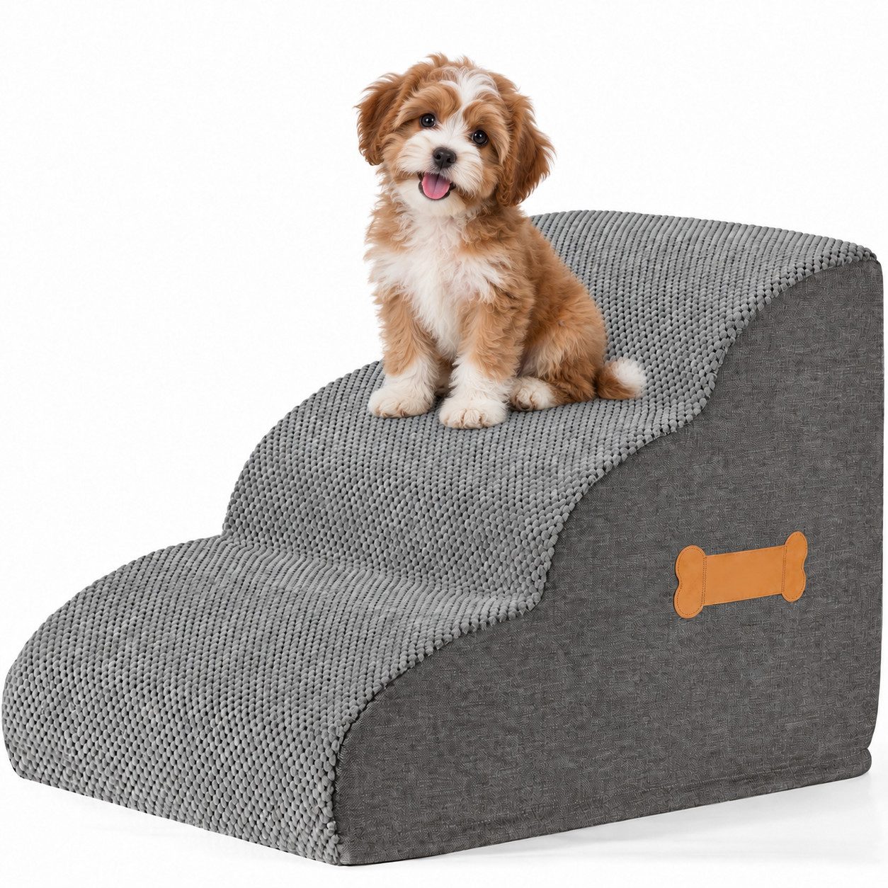 AIMAX Haustiertreppe 3-stufige Hundetreppe & Katzentreppe für kleine Hunde und Katzen, Waschbare Hundetreppe fürs Bett, stabile Katzentreppe für Senioren von AIMAX