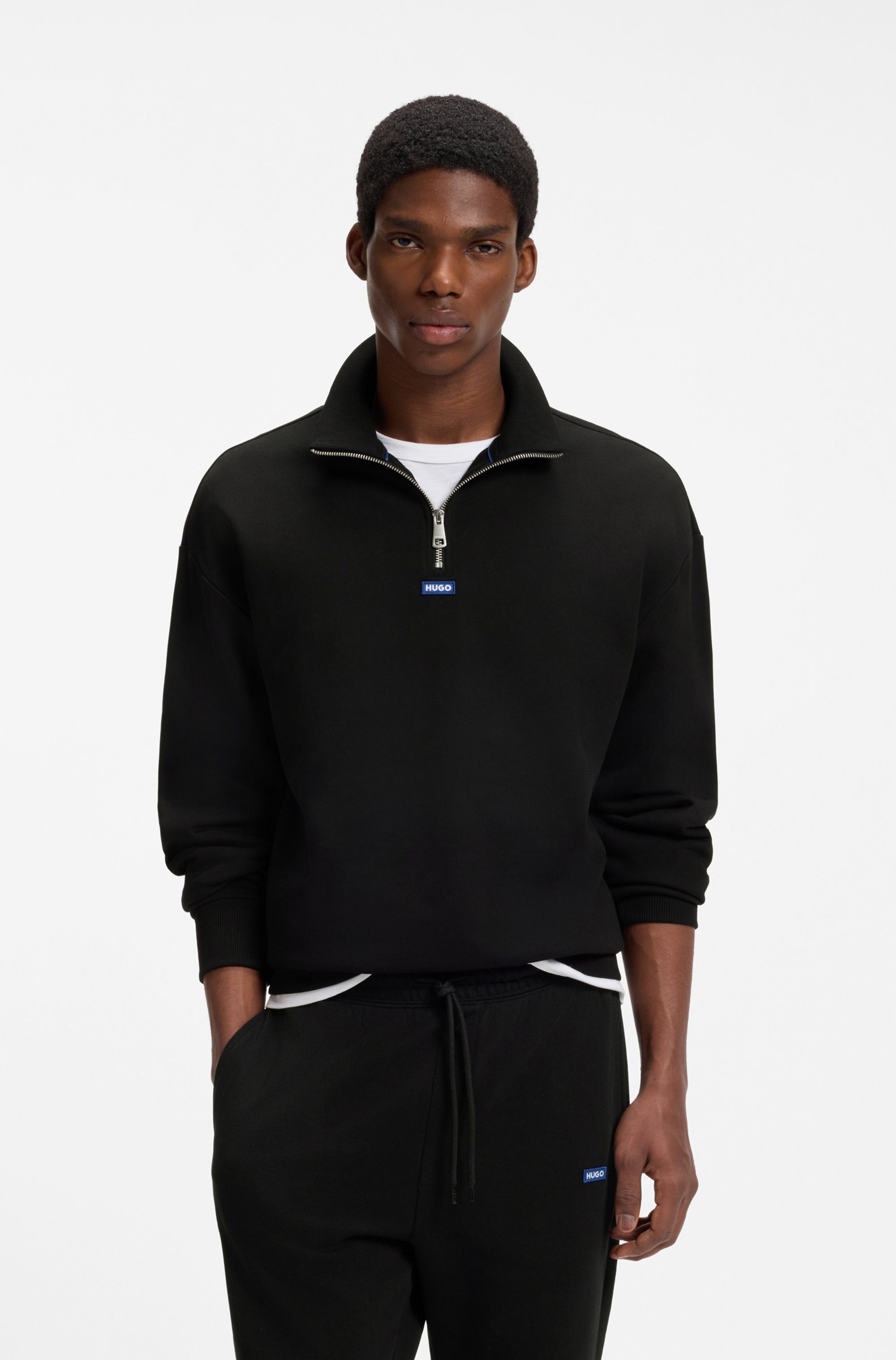HUGO Sweatshirt Neeler mit Troyerkragen