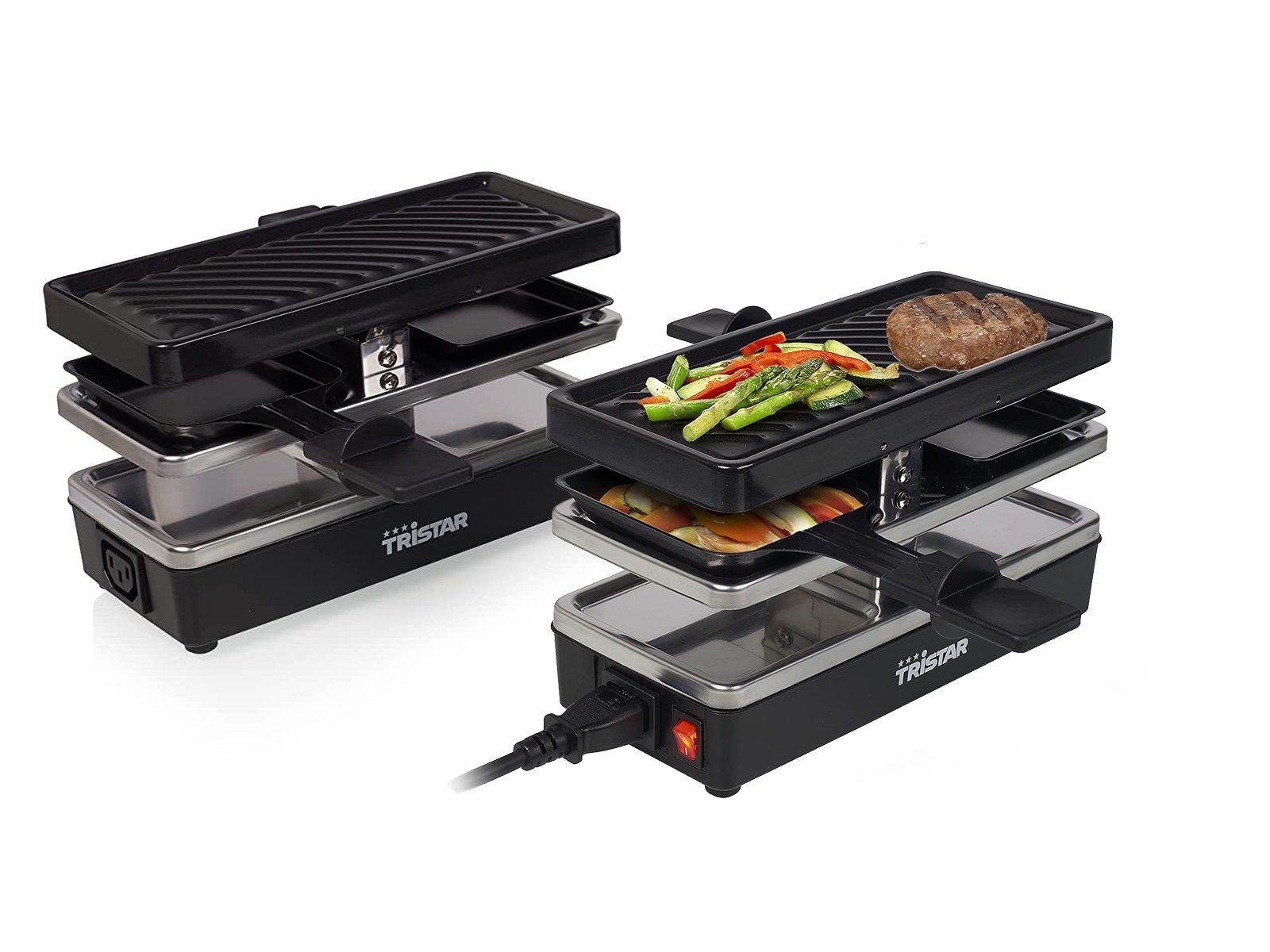Tristar Raclette, 800 W, Tisch-Grill Gerät für 4 Personen erweiterbar bis 6-8-10 Personen