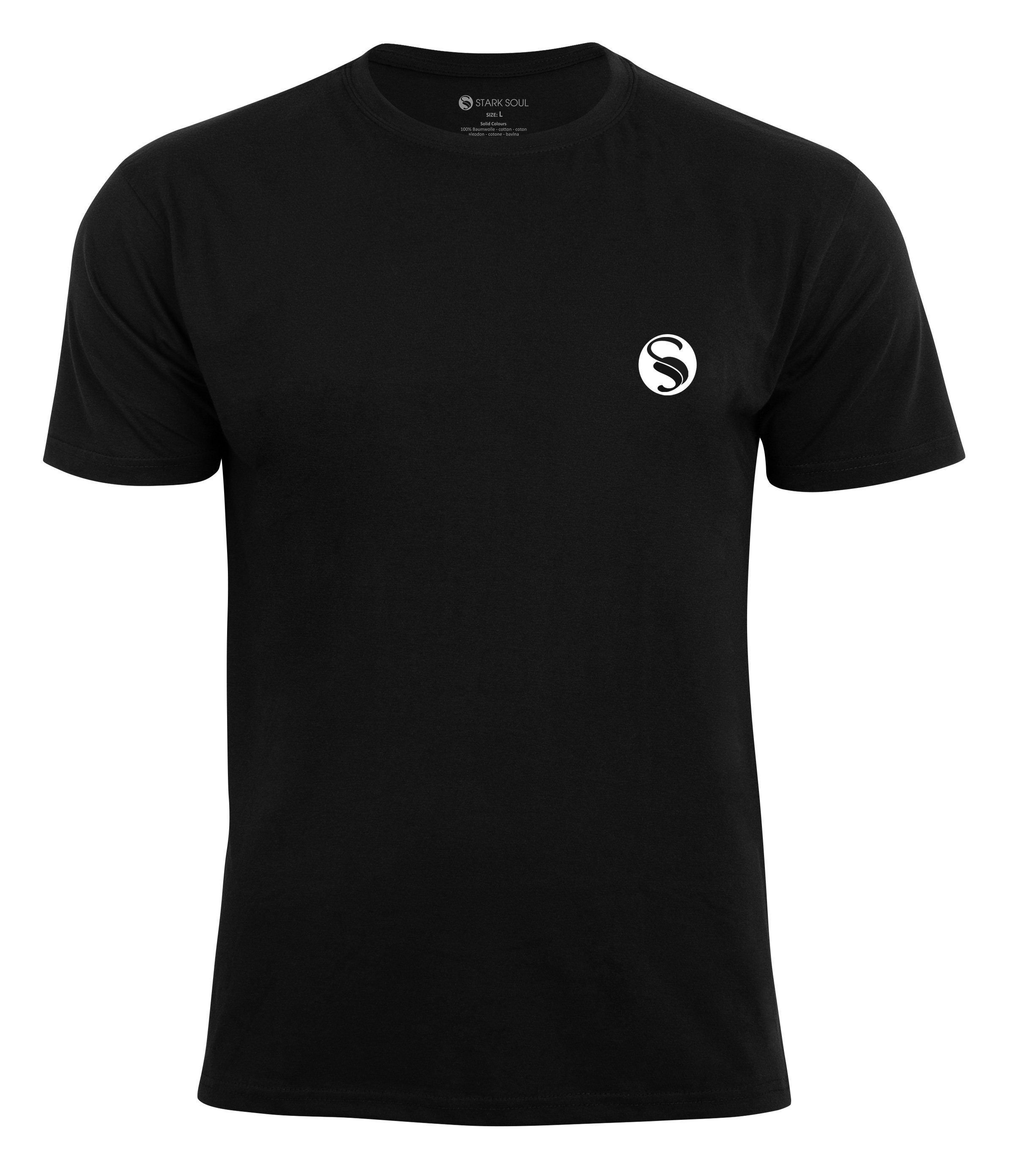 Stark Soul® T-Shirt T-Shirt Cotton Casual mit Logo Schwarz