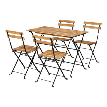 casa.pro Garten-Essgruppe, (Set, 5-tlg., 1 Tisch, 4 Stühle), »Bovino« 5-tlg. Akazienholz Stahl