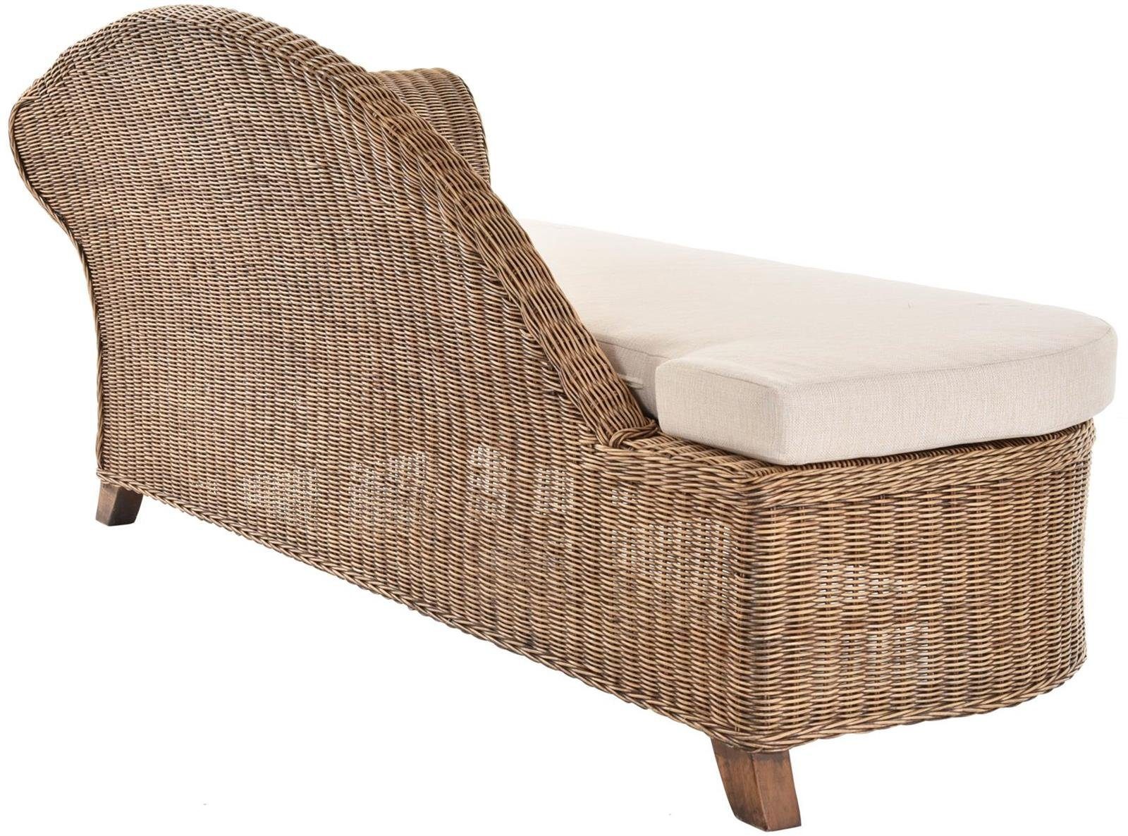 Rechts Rattan Vintage Chaiselongue Polster Recamiere Elegance Krines Braun mit Recamiere Rattanliege Home