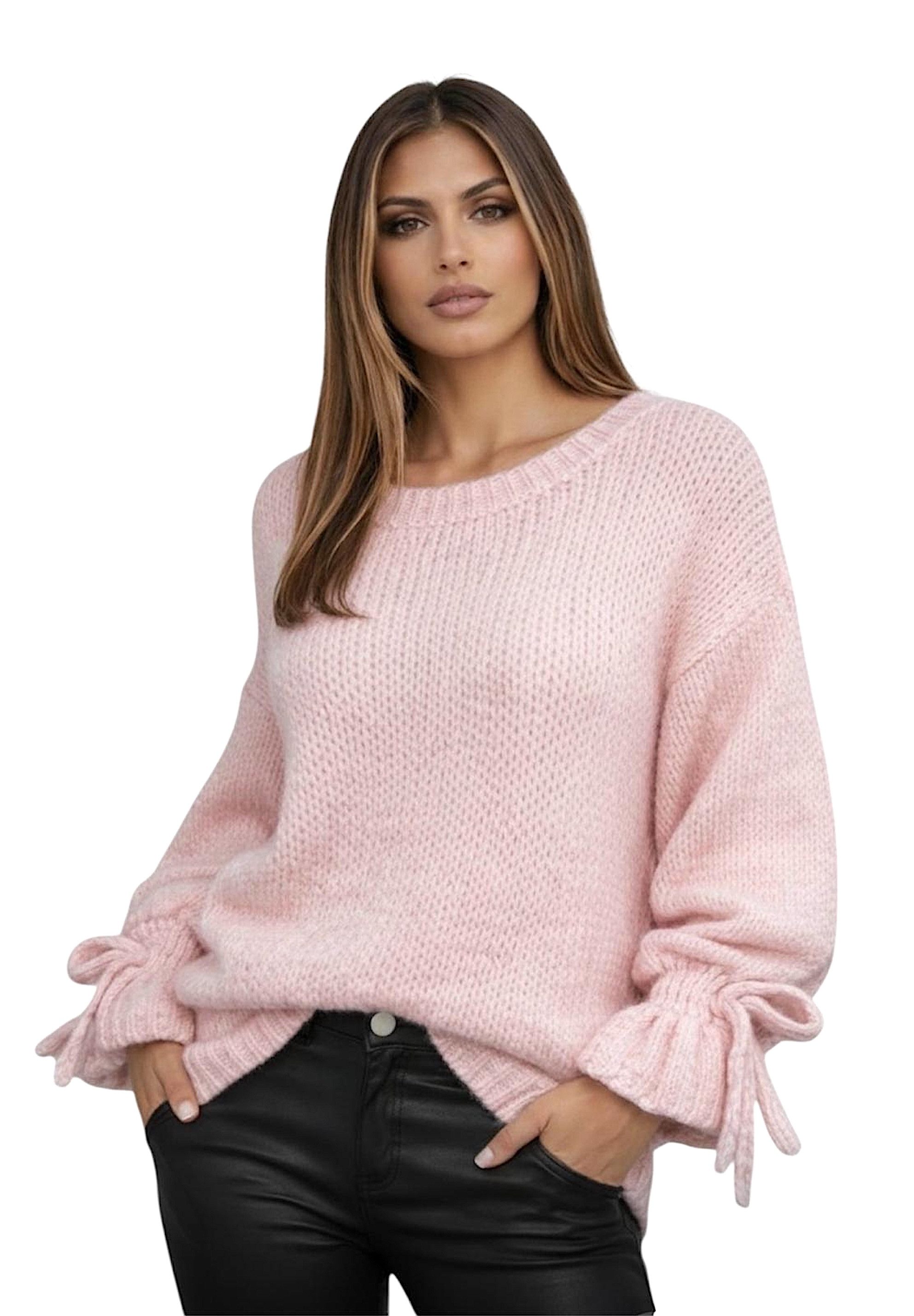 Worldclassca Strickpullover WORLDCLASSCA Oversize Strickpulllover Langarm mit Schnürärmeln Neue Kollektion - Stilvolle und gemütliche Strickmode für Damen