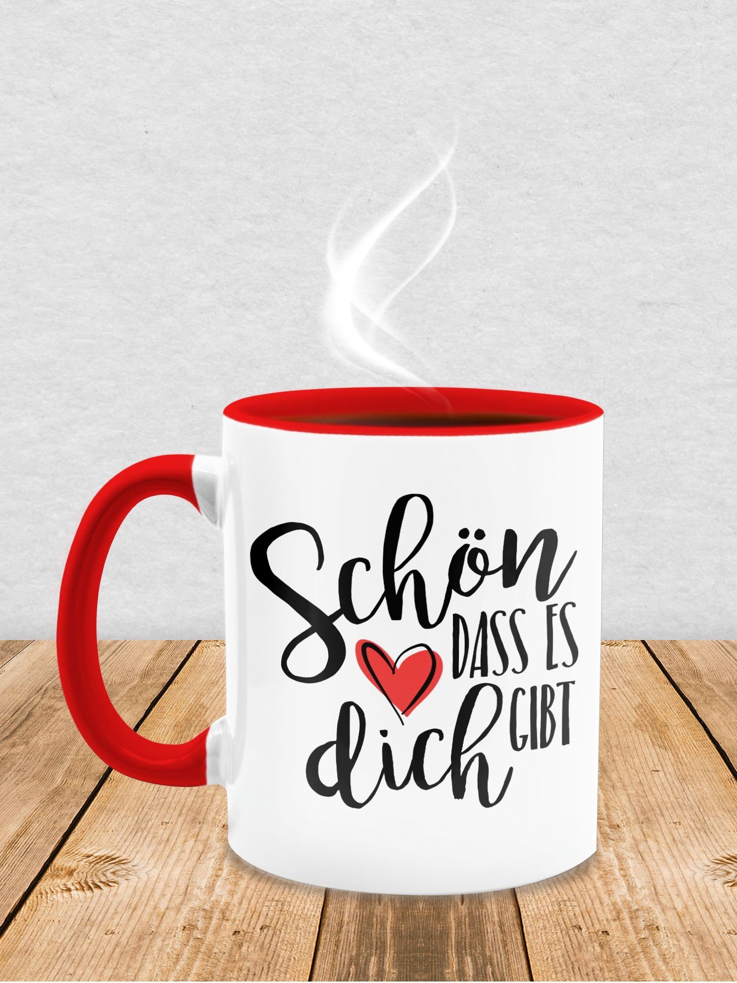 Shirtracer Tasse Schön 3 dich Statement es dass Rot Sprüche gibt, Keramik