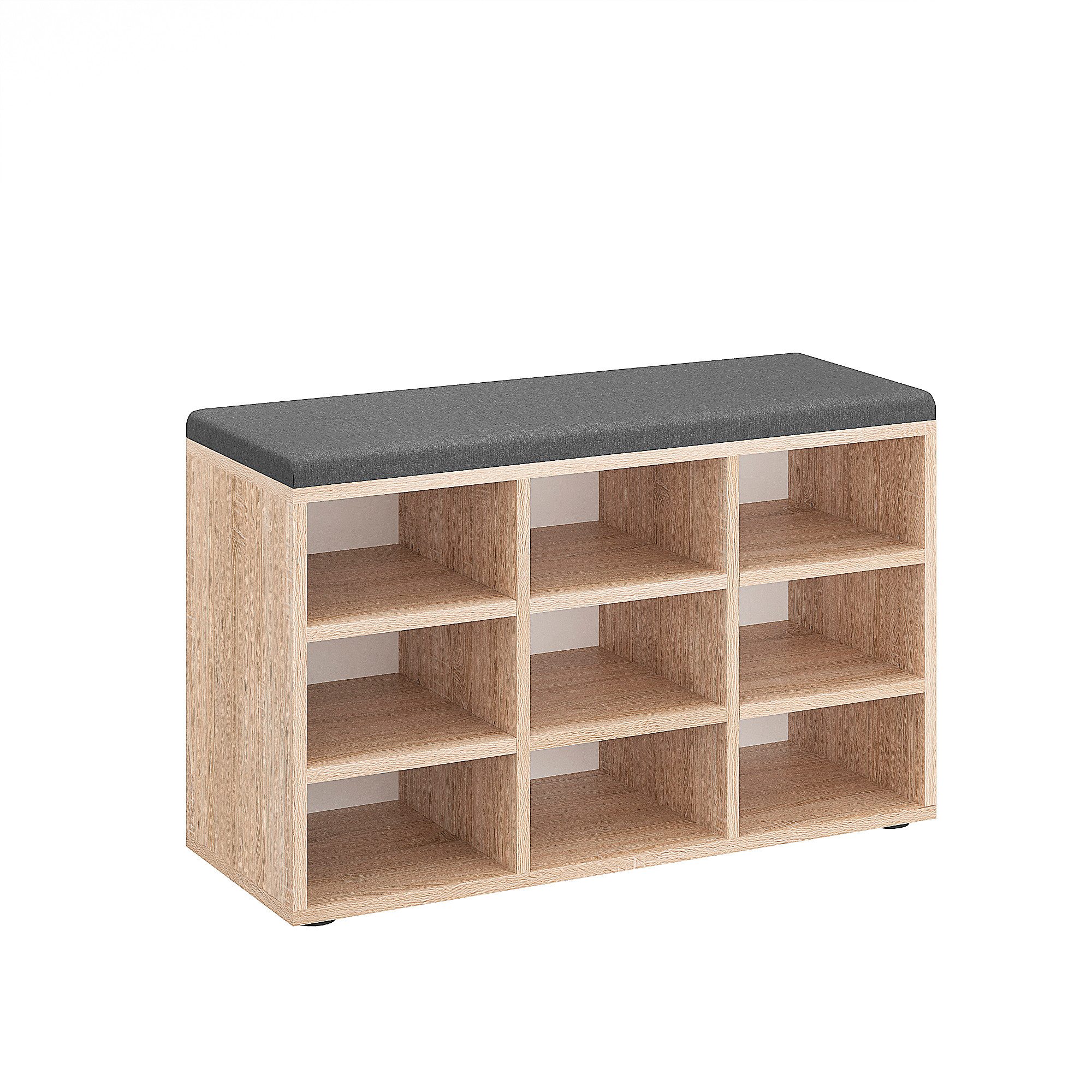 KOMTO Schuhbank Schuhregal mit Sitzfläche Sitzbank mit Stauraum, Sofia 80 x 50 x 30 cm