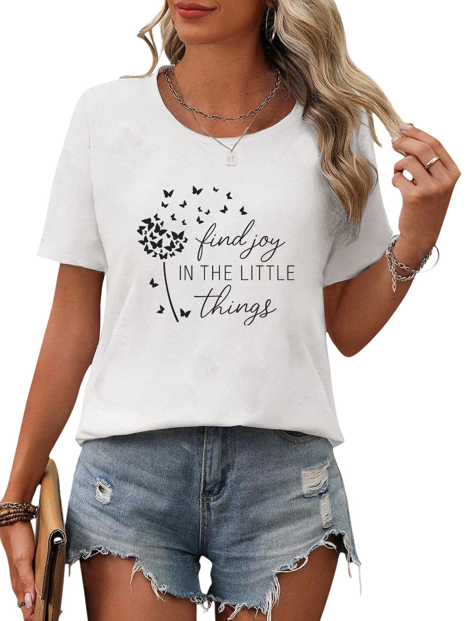 PYL Rundhalsshirt Damen Sommer Bequemes T-Shirt günstig online kaufen