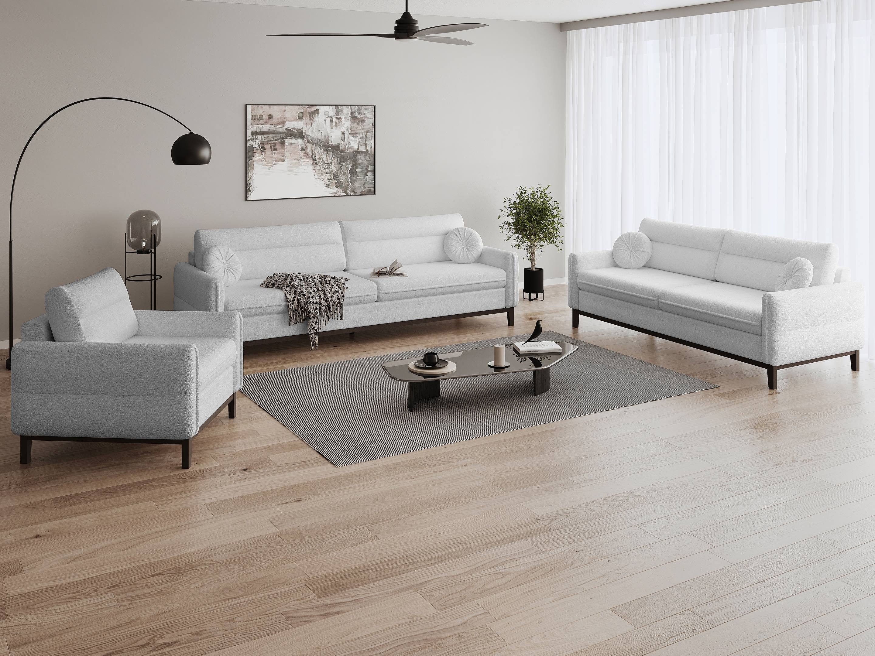 Beautysofa Polstergarnitur in modischer Bouclé-Qualität Belweder günstig online kaufen
