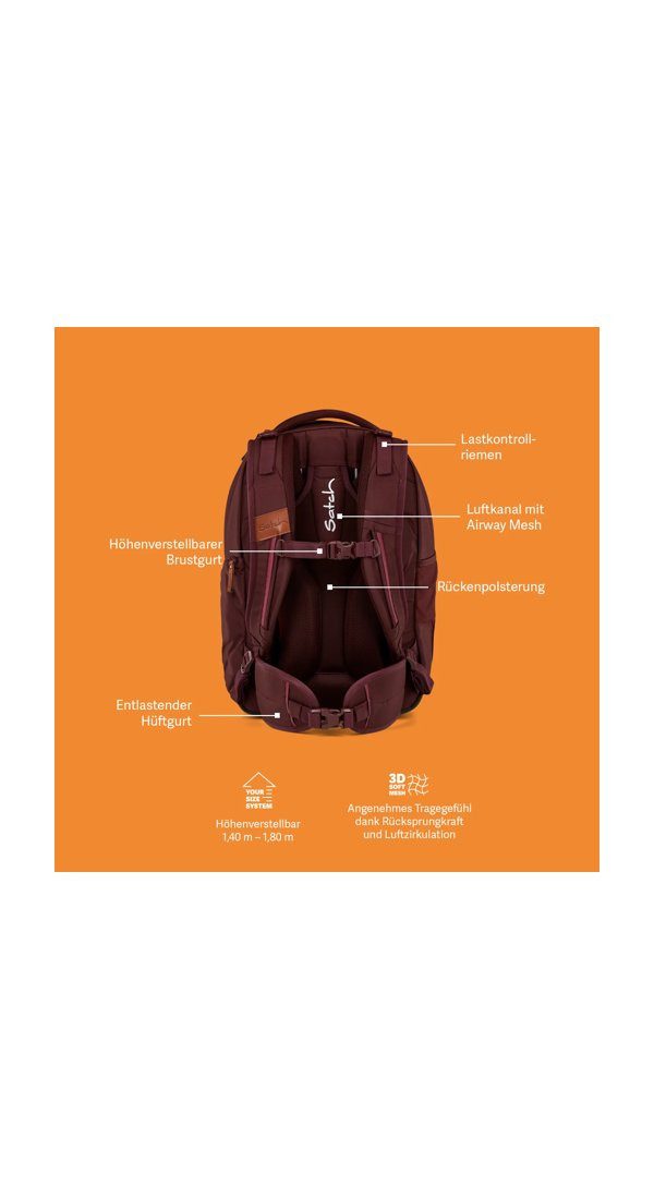 Satch Schulrucksack match (1-tlg), mit erweiterbarem Stauraum