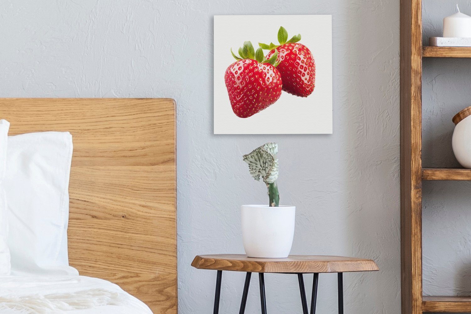 Schlafzimmer Erdbeere Leinwandbild für Wohnzimmer - Bilder Weiß, OneMillionCanvasses® Leinwand - Obst (1 St),