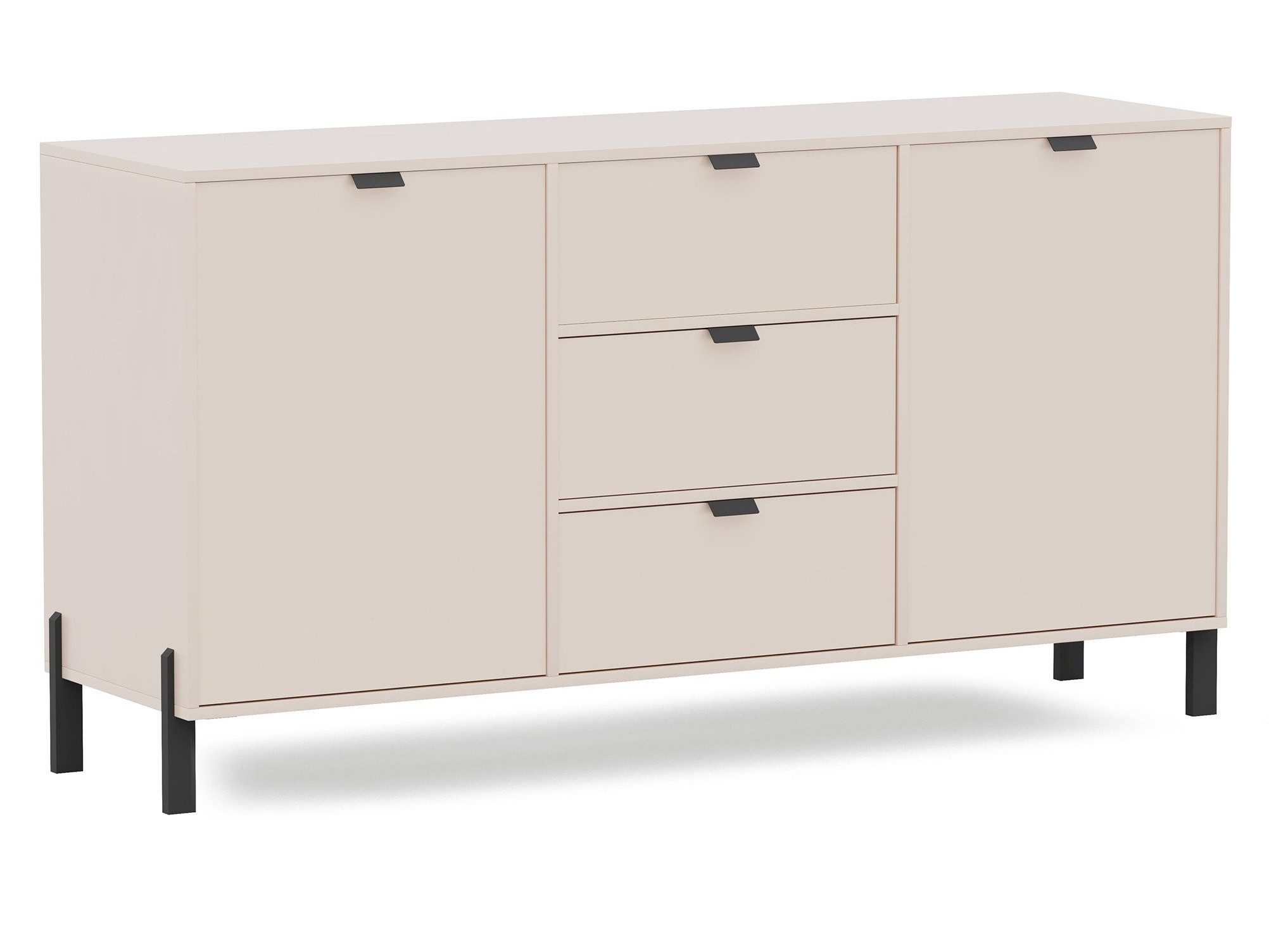 Beautysofa Kommode CORTINA Sideboard mit 2 Türen und 3 Schubladen (mit Metallgriffen und Füßen, Farbe Sandbeige), Breite: 160 cm