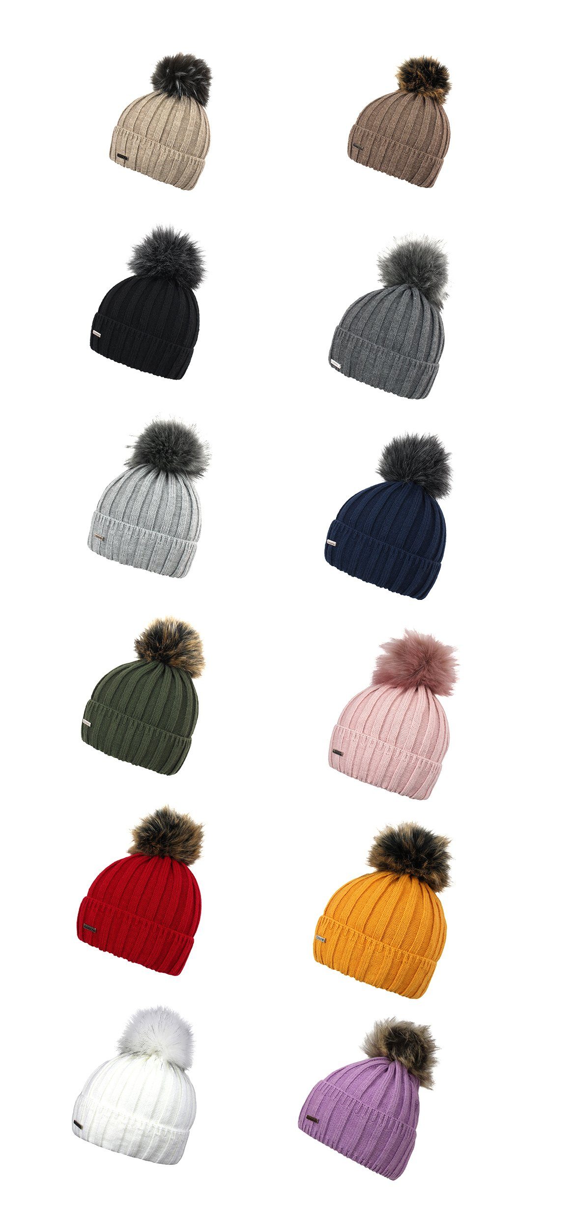 ZEBRO Strickmütze "Andrea" mit Kunstfellbommel günstig online kaufen