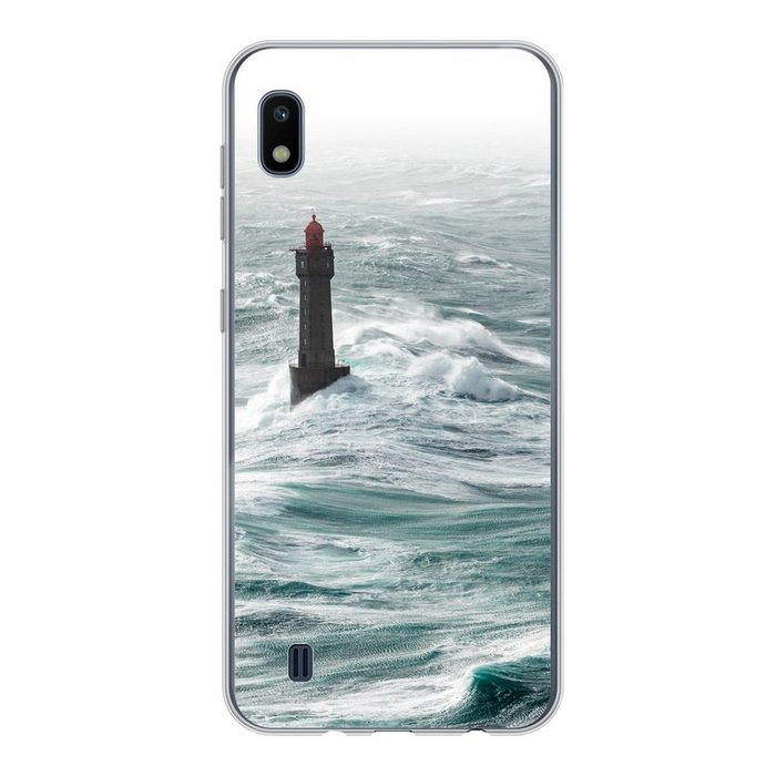 MuchoWow Handyhülle Der Leuchtturm von La Jument im Meer vor der französischen Küste Handyhülle Samsung Galaxy A10 Smartphone-Bumper Print Handy