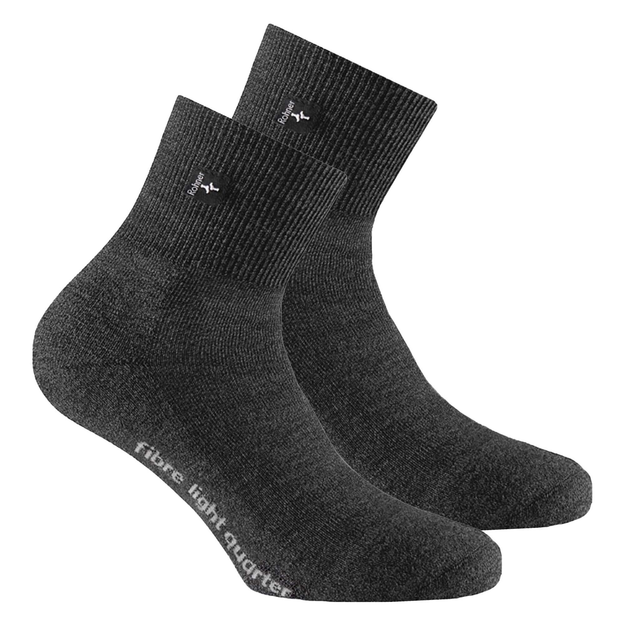 Socken Rohner Quarter Socks 2er Trekking Anthrazit - Unisex Sportsocken Pack Fibre