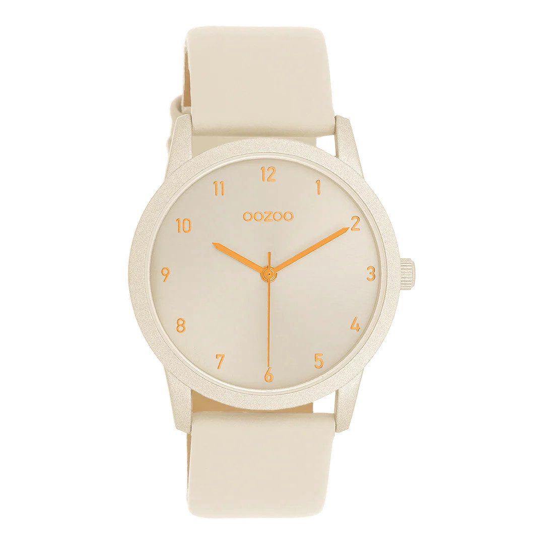 Quarzuhr Damenuhr C11646 – sandfarbenes Design, Lederband, moderne Uhr 38 mm