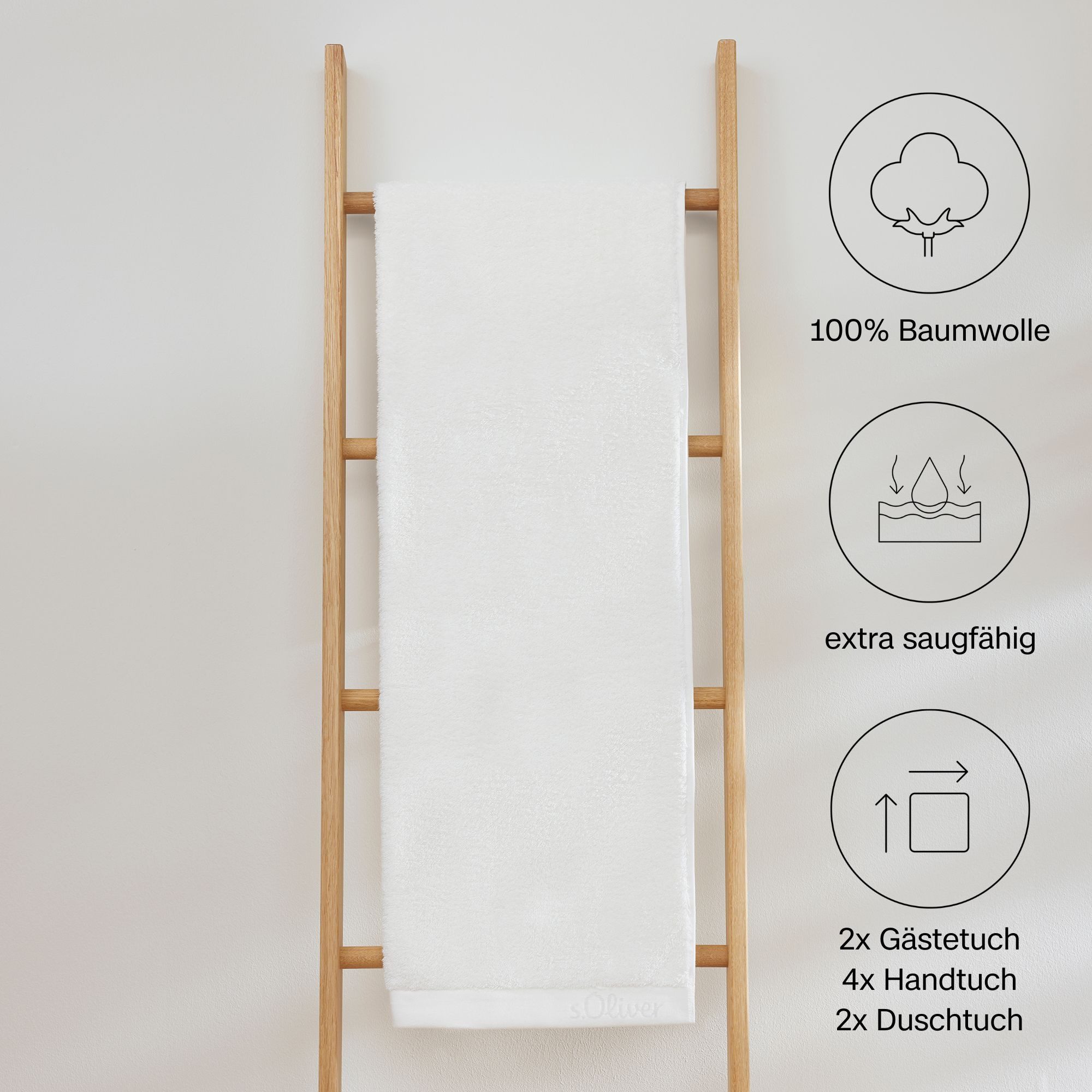 s.Oliver Handtuch Set s.Oliver, Premium Qualität, 600 gr/m², Walkfrottier (Set, 8-St), 2 Gästetücher 30x50, 4 Handtücher 50x100, 2 Duschtücher 70x140