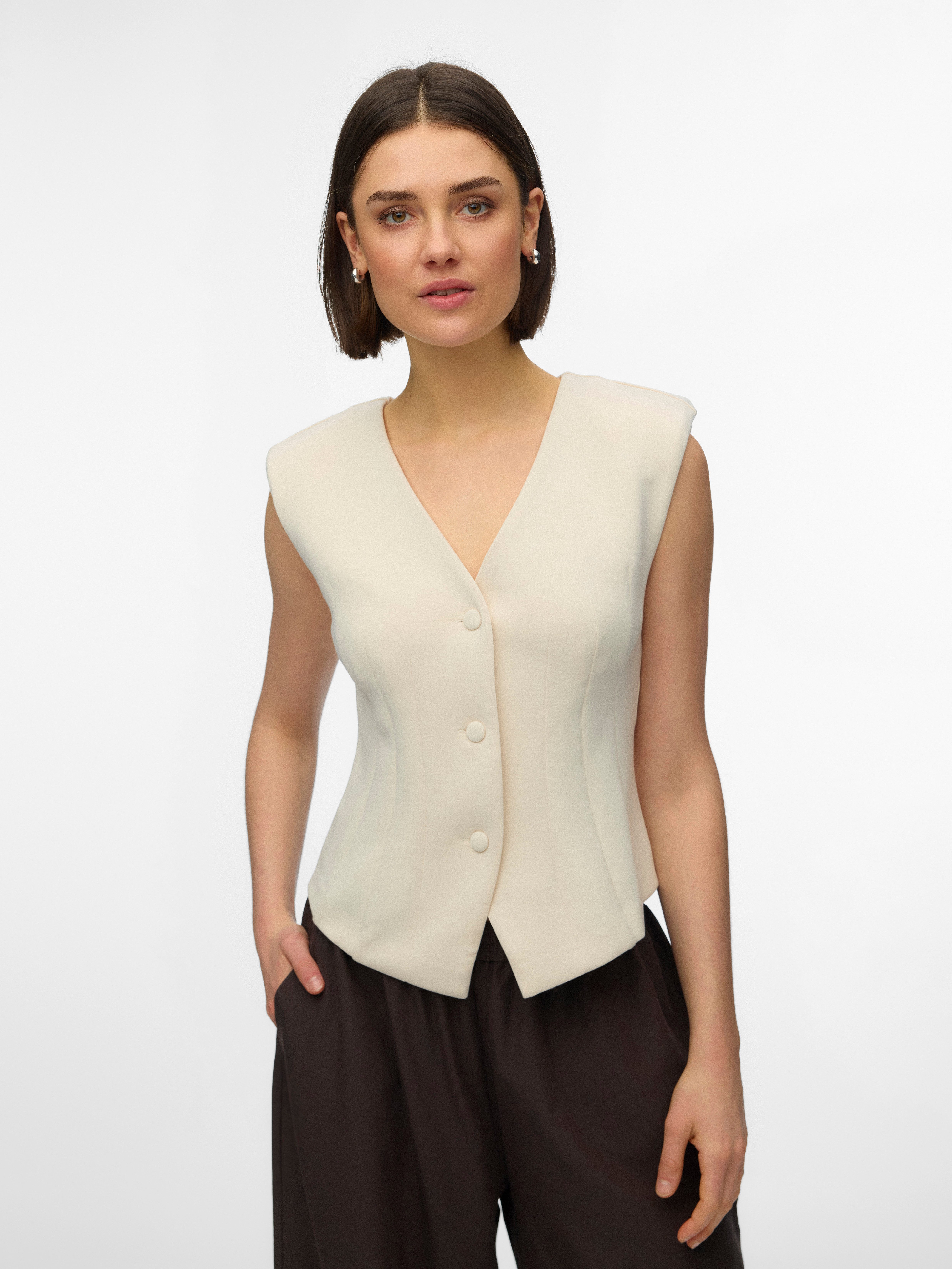 Vero Moda Jerseyweste VMSCARLET SL FITTED TOP JRS EXP Materialmix mit Stretch, regular fit