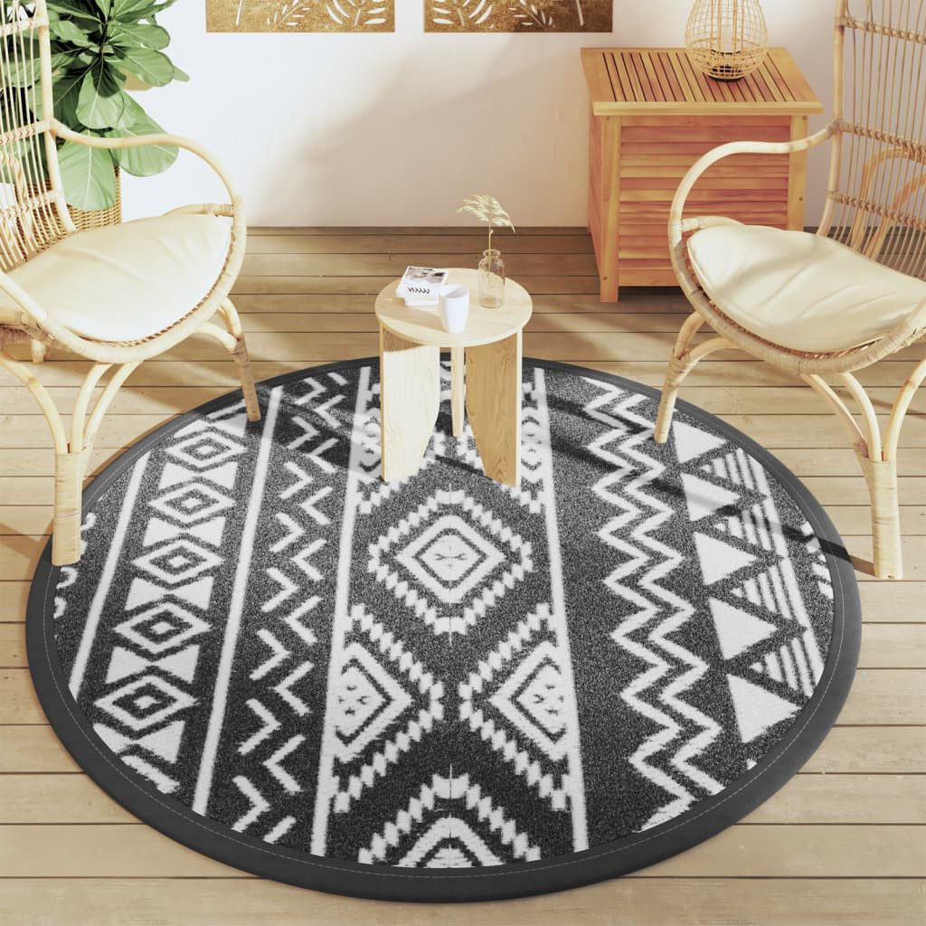 vidaXL Outdoorteppich Outdoor-Teppich ARAKIL Schwarz Ø160 günstig online kaufen