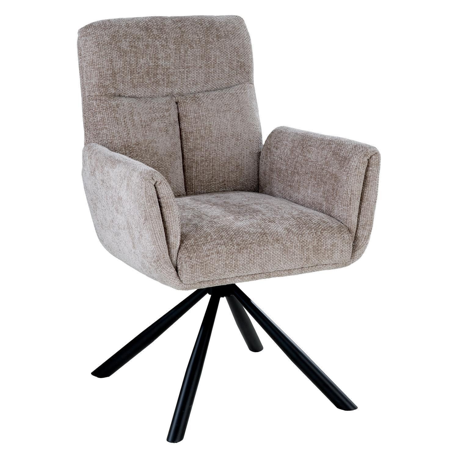 Esszimmerstuhl SOFIA BASE, Beige, Schwarz, Webstoff, Metall