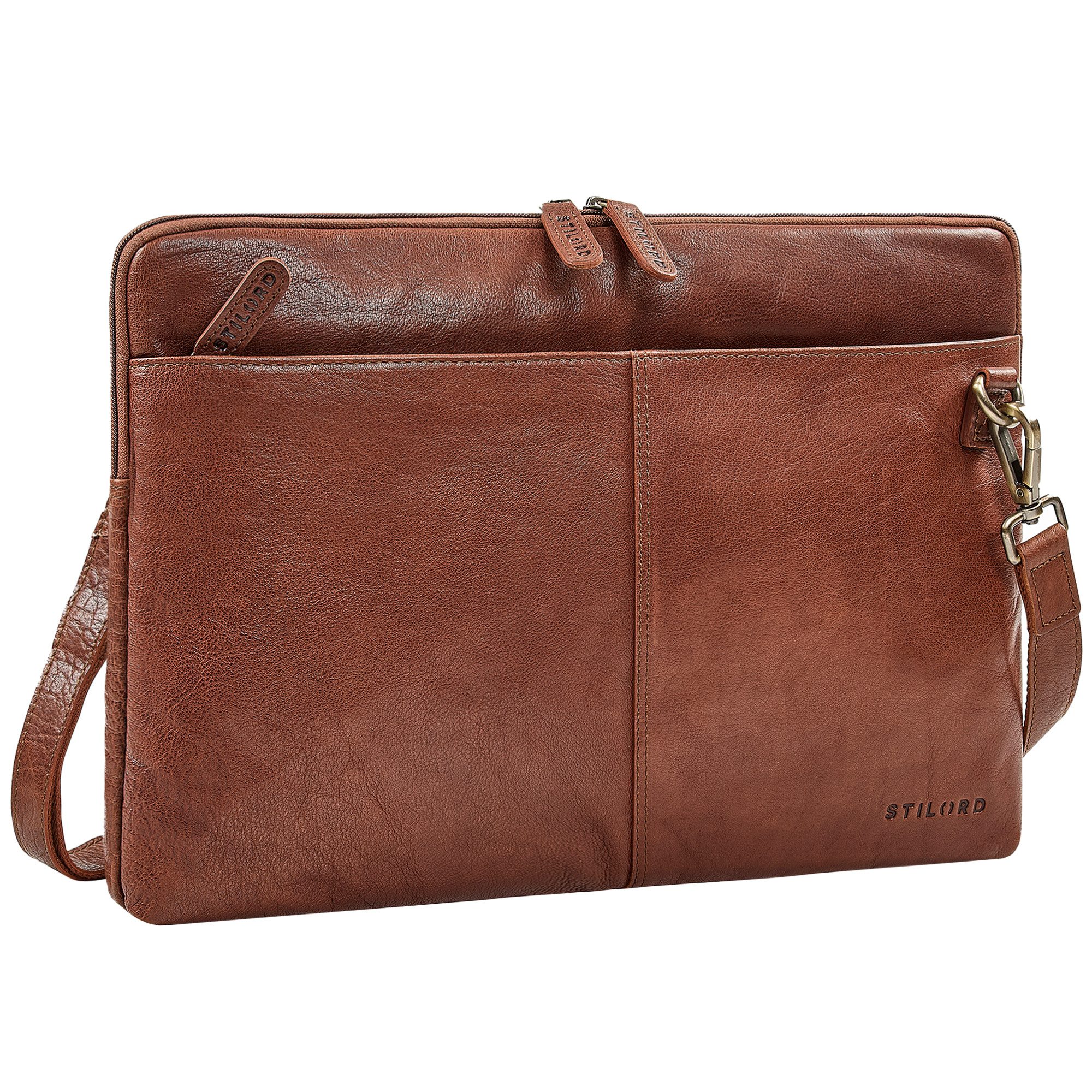 STILORD Laptoptasche "Graham" Schmale Echtleder Laptoptasche 15.6 Zoll mit abnehmbaren Gurt