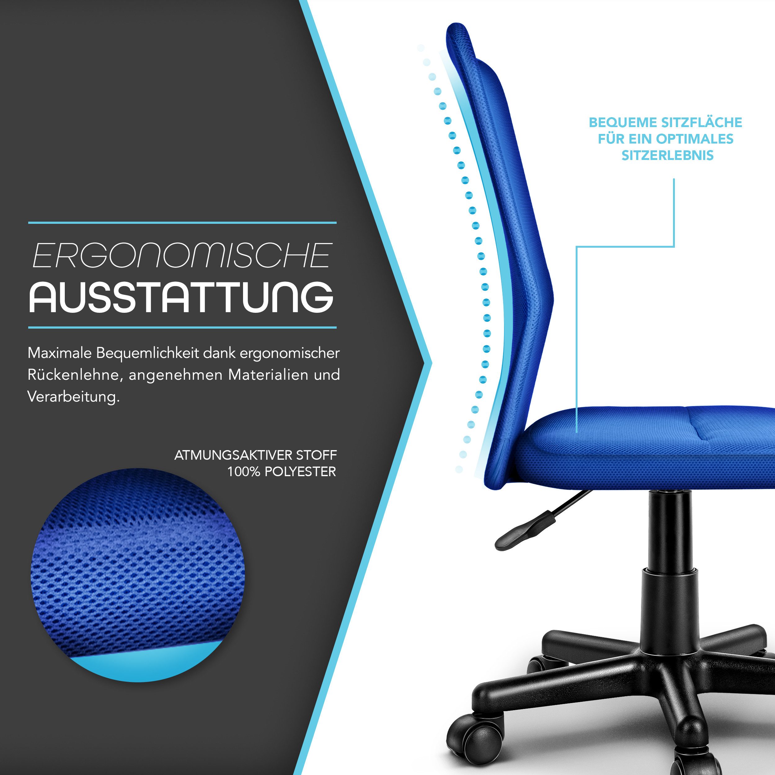 TRESKO Drehstuhl Bürostuhl Drehstuhl stufenlos höhenverstellbar, Schreibtischstuhl Lift SGS-geprüft